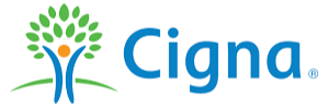 Cigna logo featuring a stylized tree with green leaves and a blue trunk, accompanied by the word 'Cigna' in blue text.