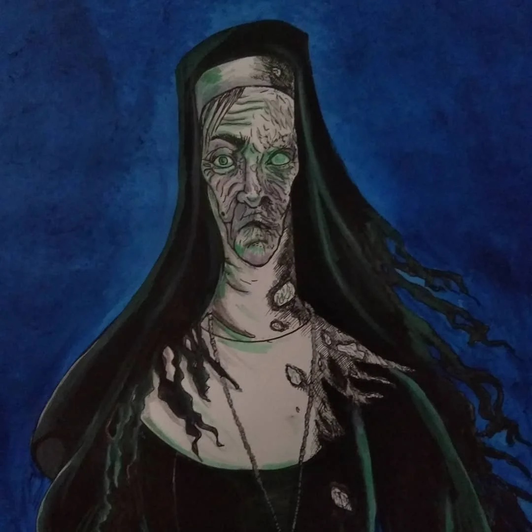 2022 - concept art of a ghostly abbess for a TTRPG