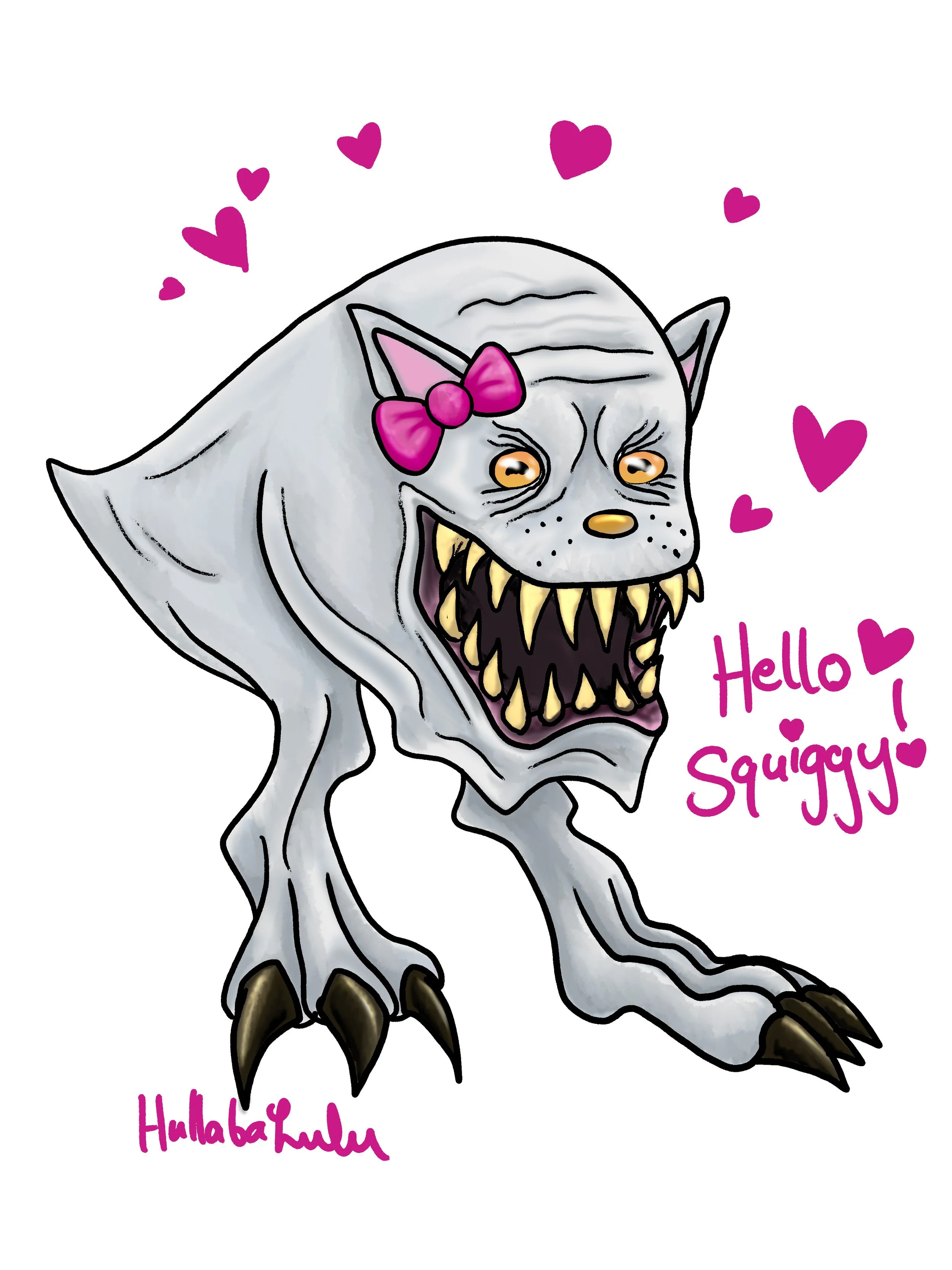 An unholy combination of a squig from 40K, and Hello Kitty! 