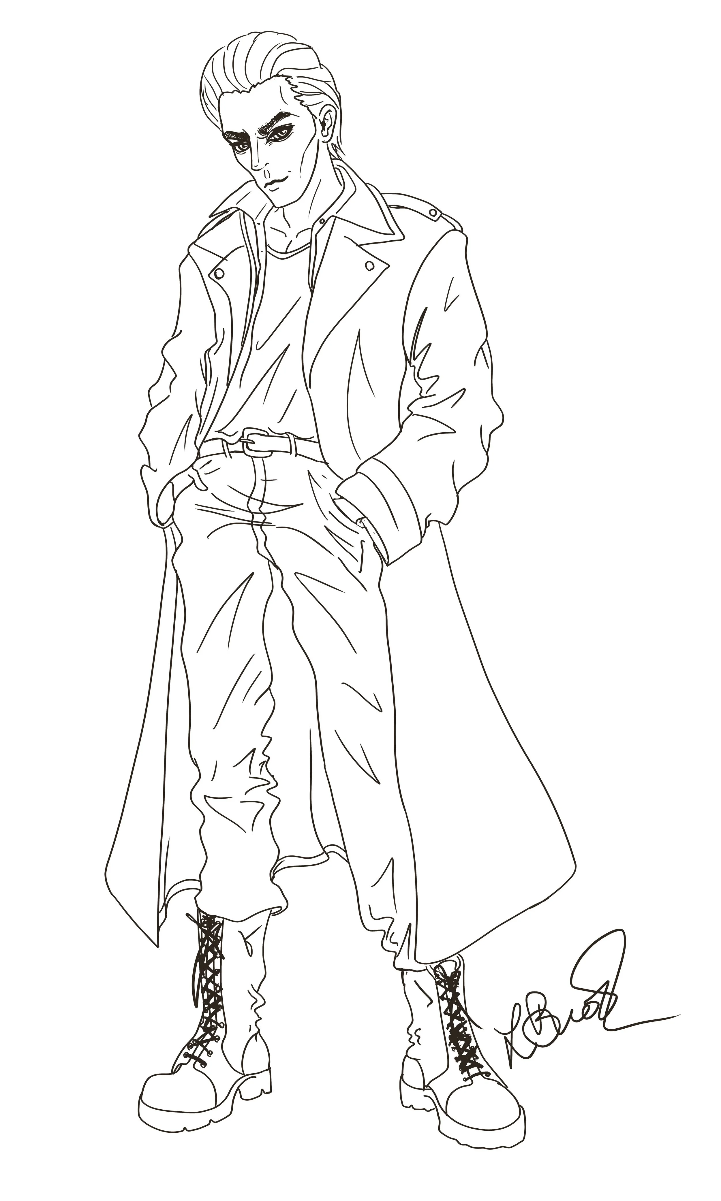 Anime line art of Spike from Buffy the Vampire Slayer