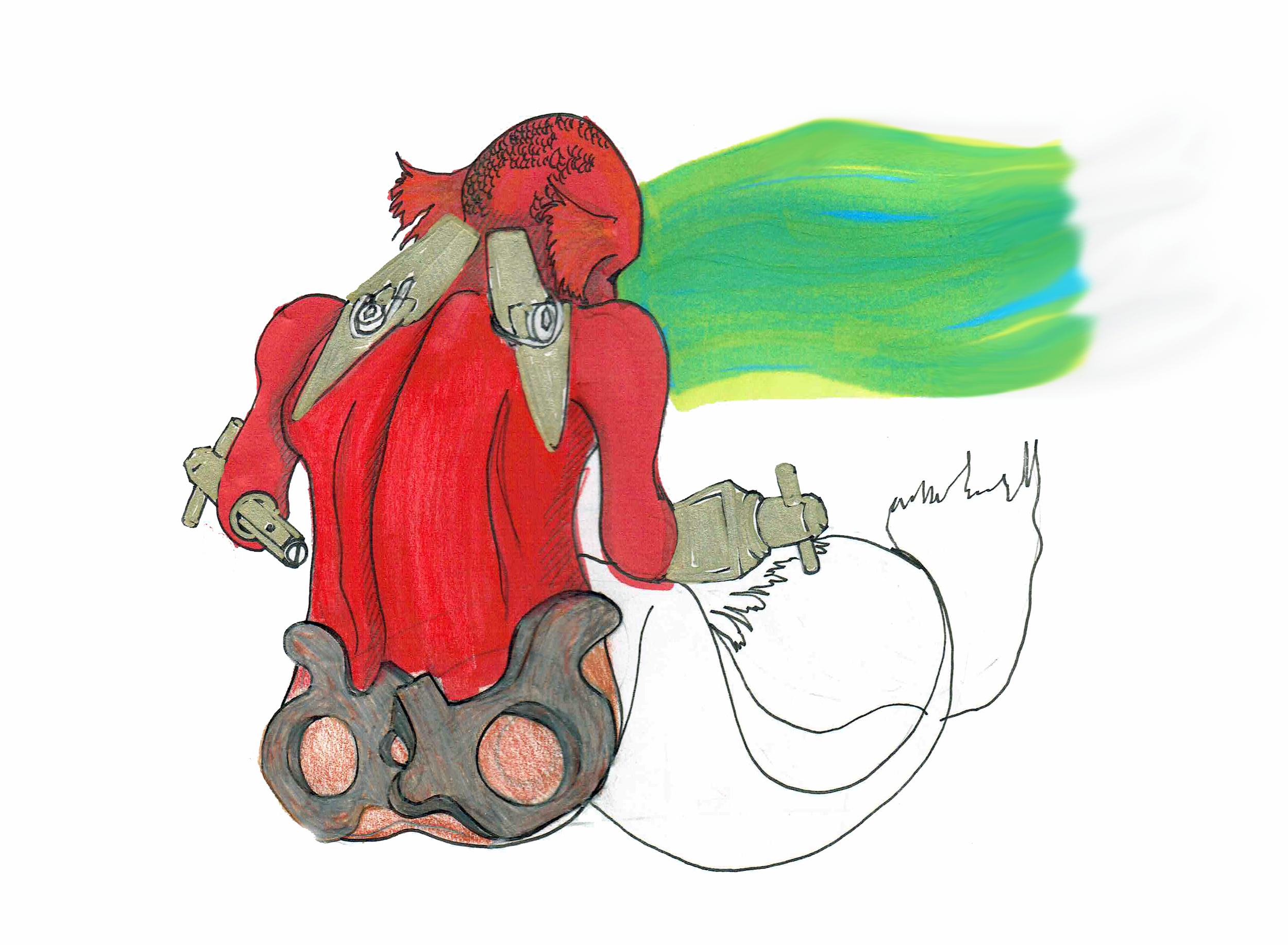 2012 - an experimental piece, reflecting on my time in the hospice and my time as a tattoo apprentice. Part of being an apprentice is learning to dismantle and reassemble your machines so you know how they work, and how to make them function properly