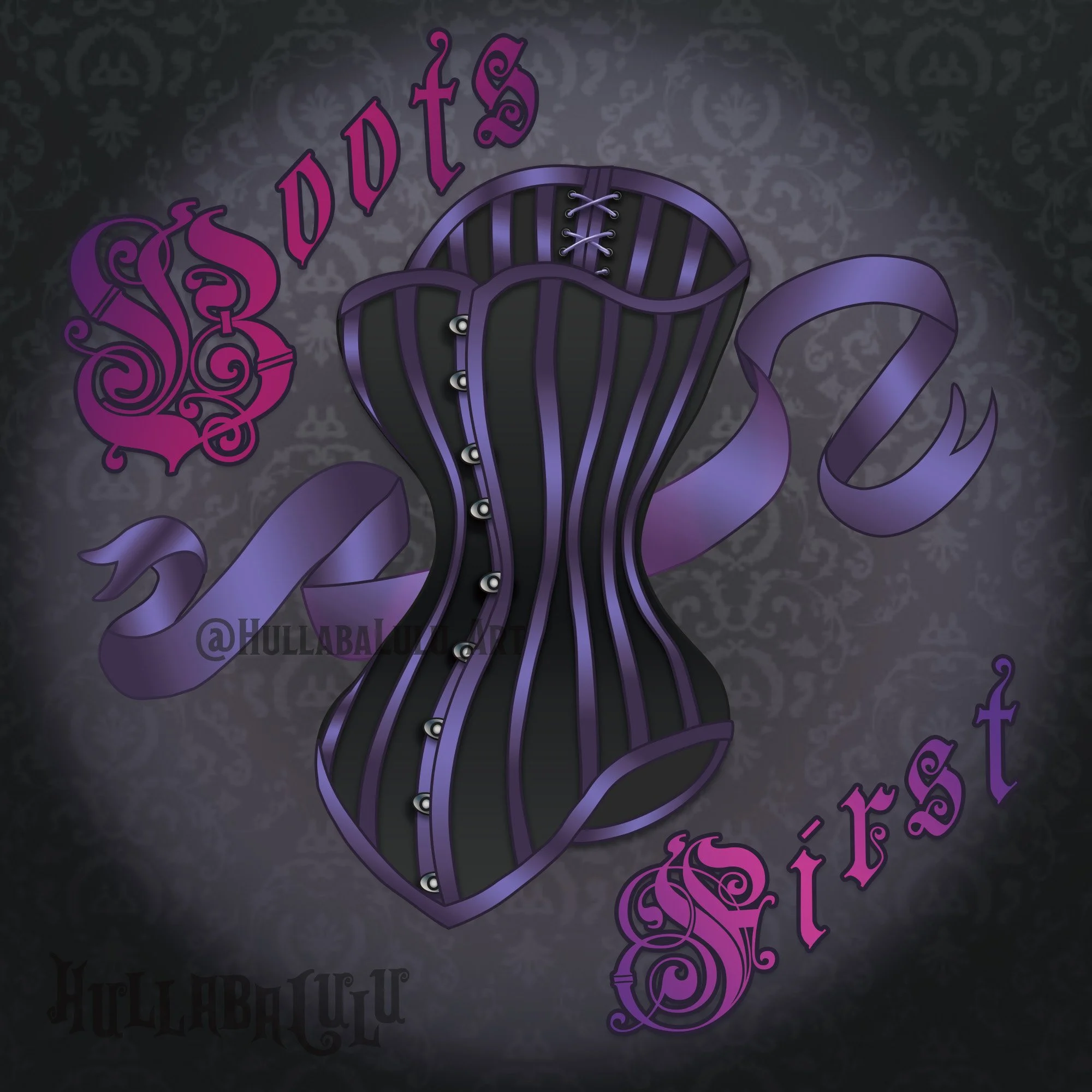 Crucial advice to all who would wear a corset - put on your boots *first*, or learn the hard way! 