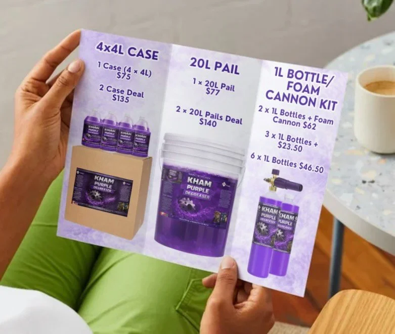 💜 KHAM PURPLE DEGREASER 💜

Tough grease? No problem.

Industrial-strength 13 pH degreaser built to cut through:
✔ Engine grease
✔ Heavy equipment grime
✔ Oil on concrete
✔ Vehicle buildup
✔ Shop &amp; industrial mess

Dilution Guide:
Heavy Degreasi