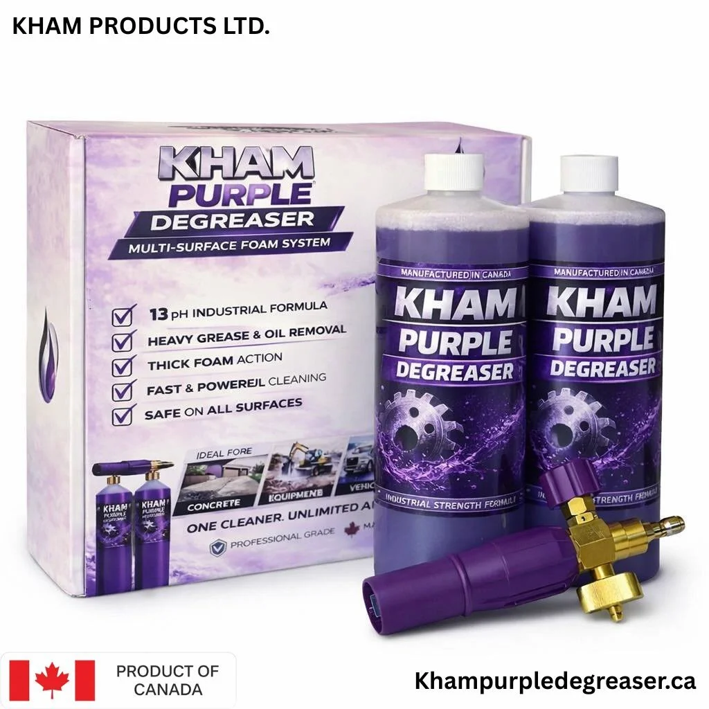 Introducing the KHAM Purple Degreaser Foam Cannon Kit.

This isn&rsquo;t just a cleaner &mdash; it&rsquo;s a system.
Hook it up. Foam it on. Watch grease disappear.

No scrubbing. No wasted time. No weak results.

🔥 Industrial-strength 13 pH formula