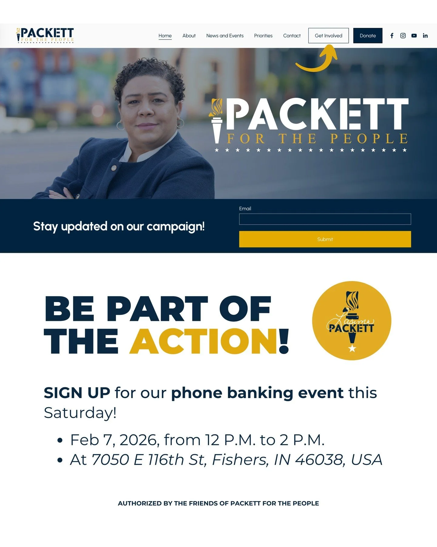 📞 Be part of the action!

Join Packett for the People for our phone banking event this Saturday and help us connect with voters across the community. Every call makes a difference!

🗓 Saturday, Feb 7, 2026
⏰ 12:00&ndash;2:00 PM
📍 7050 E 116th St, 