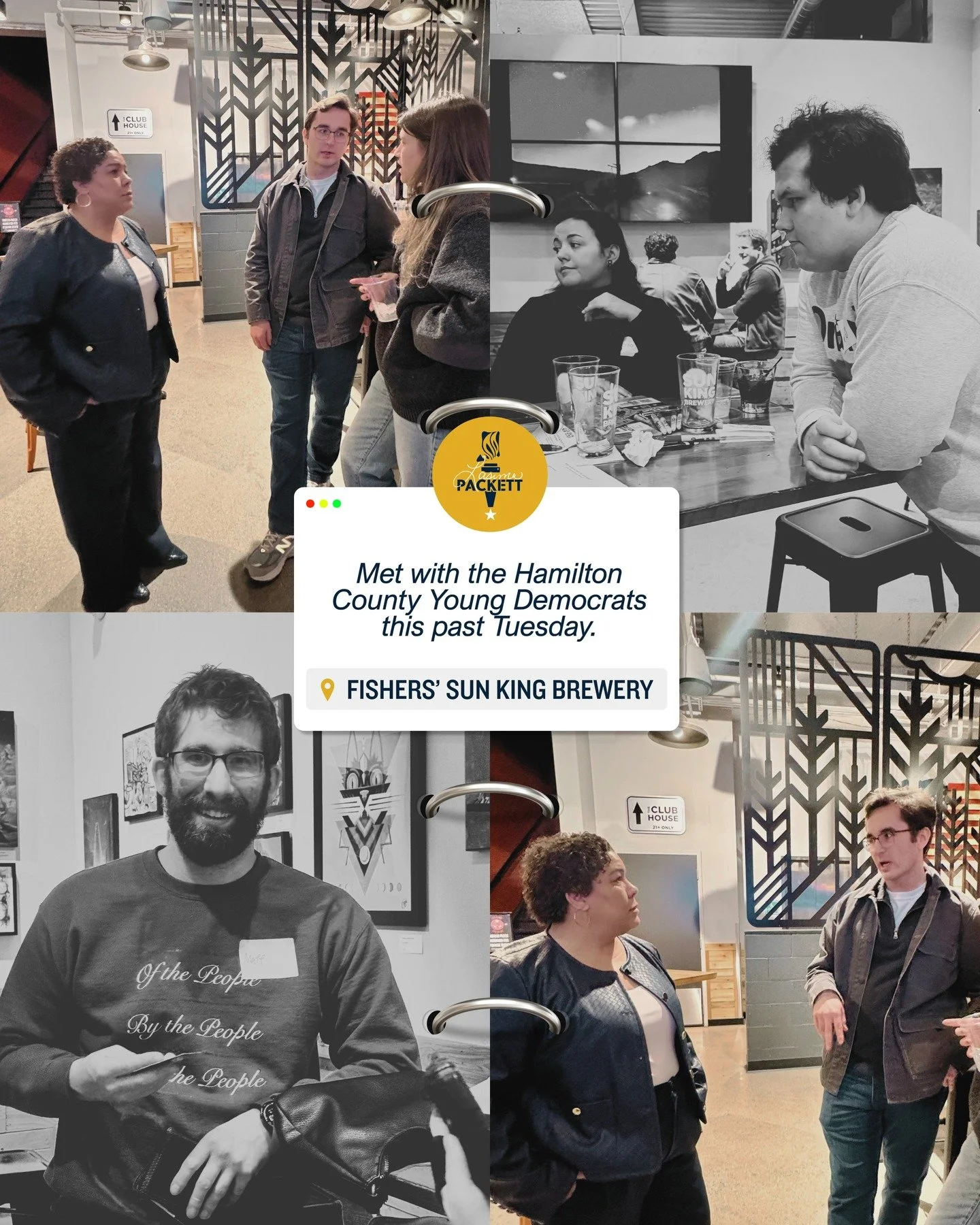 @lasimapackett stopped by to connect with the Hamilton County Young Democrats this past Tuesday at Sun King Brewery in Fishers ✨ It was a great evening filled with meaningful connections, thoughtful dialogue, and lively conversations about the issues