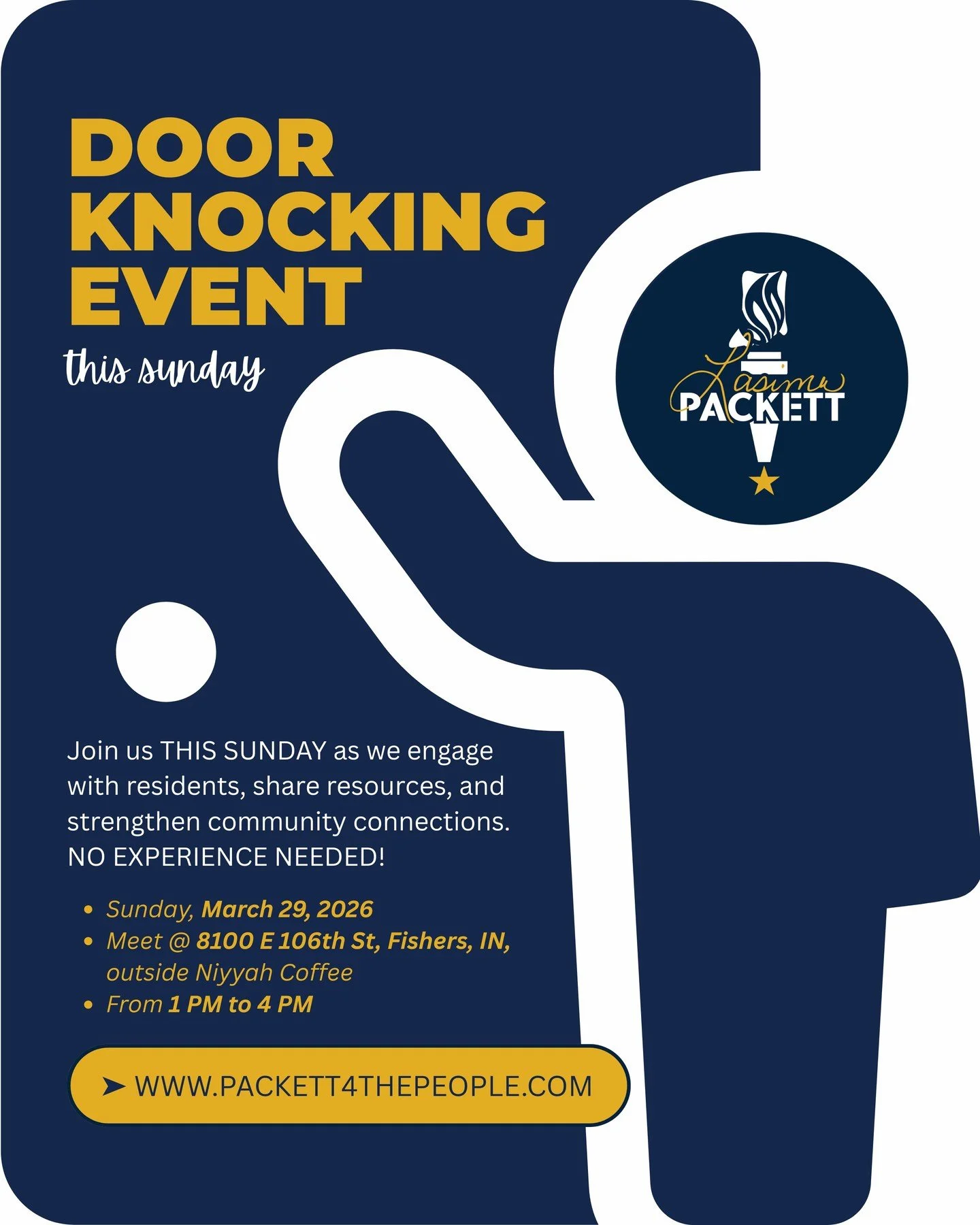 🚪 Door Knocking Event &mdash; This Sunday!

Join us on Sunday, March 29, 2026 as we connect with residents, share resources, and strengthen our community&mdash;one conversation at a time.

📍 Meet at 8100 E 106th St, Fishers, IN (outside Niyyah Coff