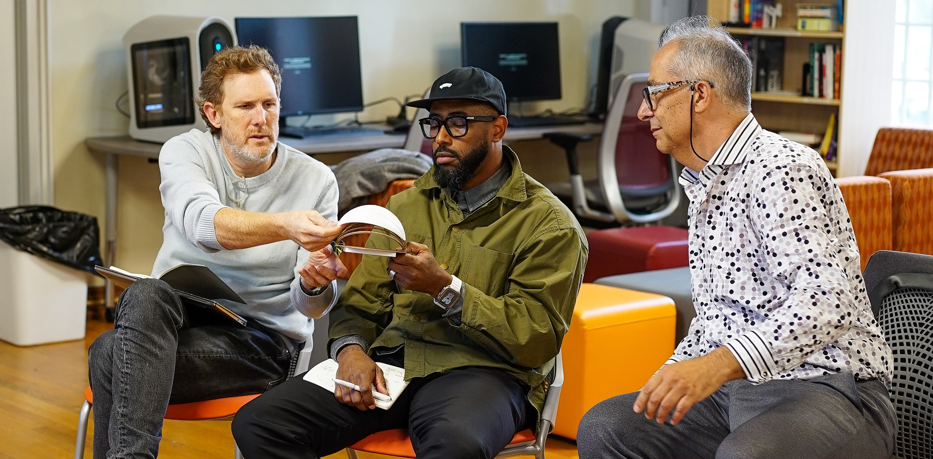 Mid Presentation.
Left to Right: Jon Thorson, Kevin Jones, Enric Ruiz-Geli