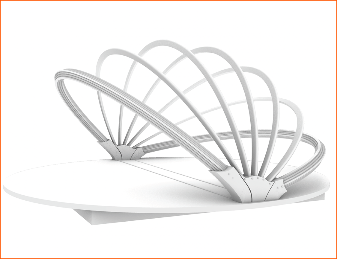 The arches are mass timber, coming into steel joint