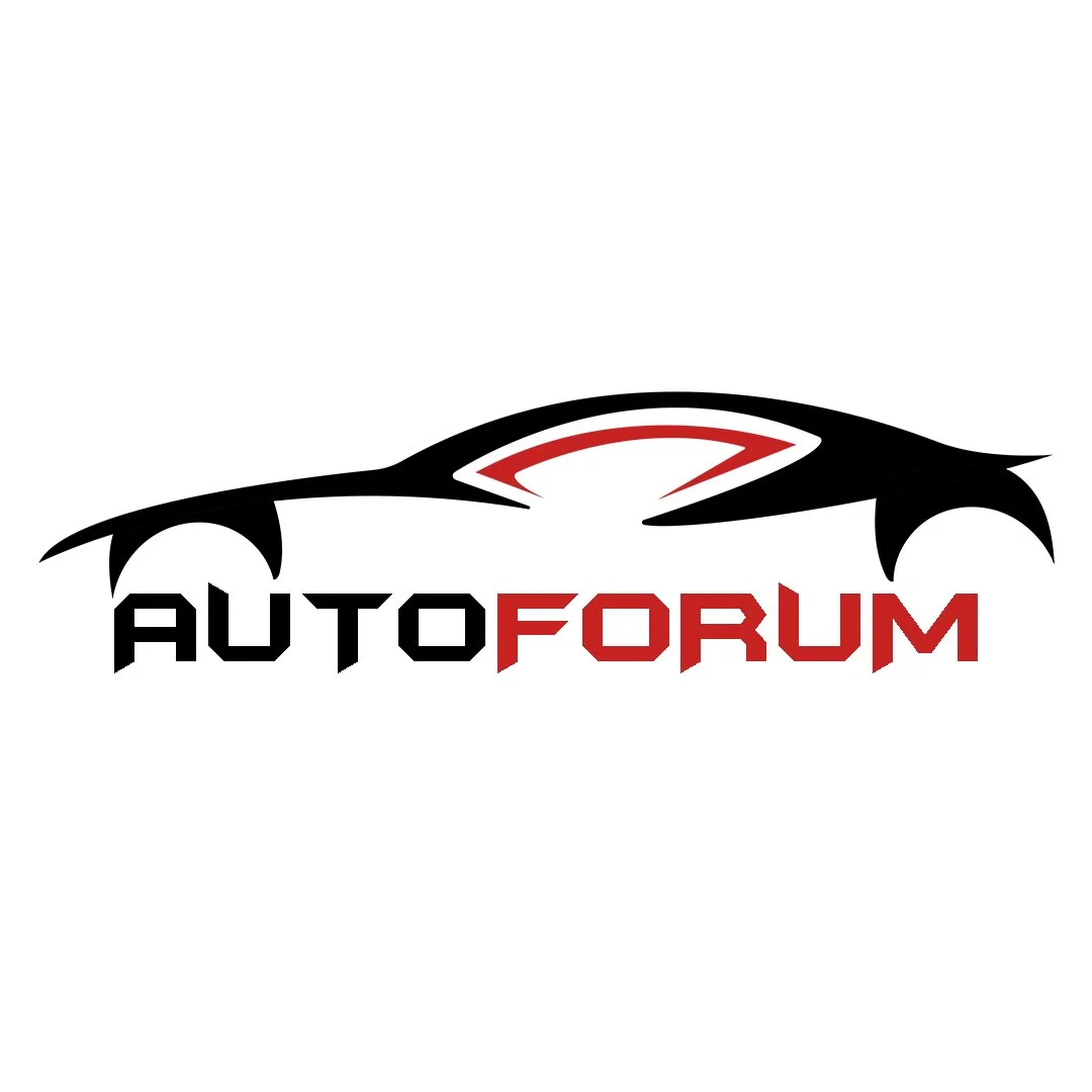 A stylized car outline above the words 'AUTO FORUM' in bold black and red letters.