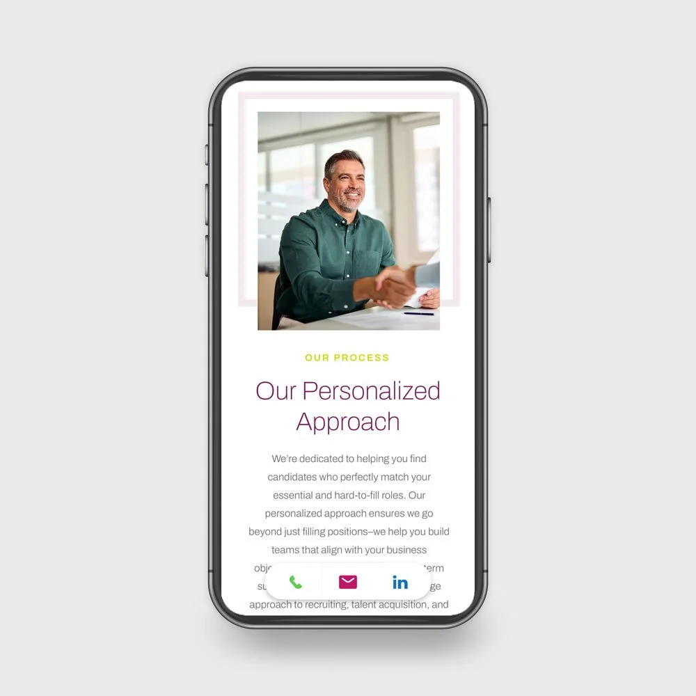 JB Search Partners mobile website layout