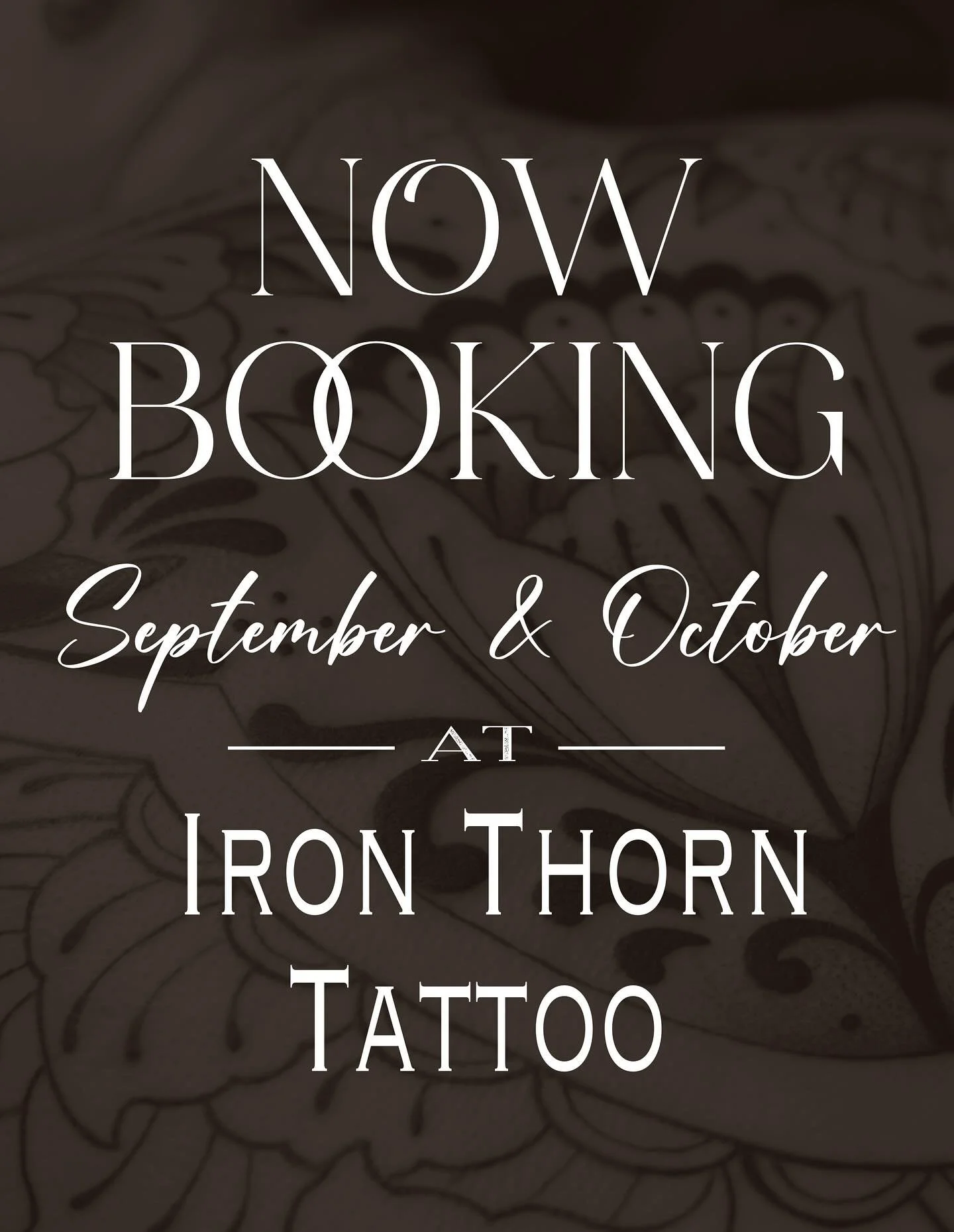 I&rsquo;m super excited to share that I will be continuing to tattoo at Iron Thorn Tattoo in Trexlertown, PA, and I am booking appointments for September and October! 

Please utilize the form on the Iron Thorn website to  book (link in bio) - but fe