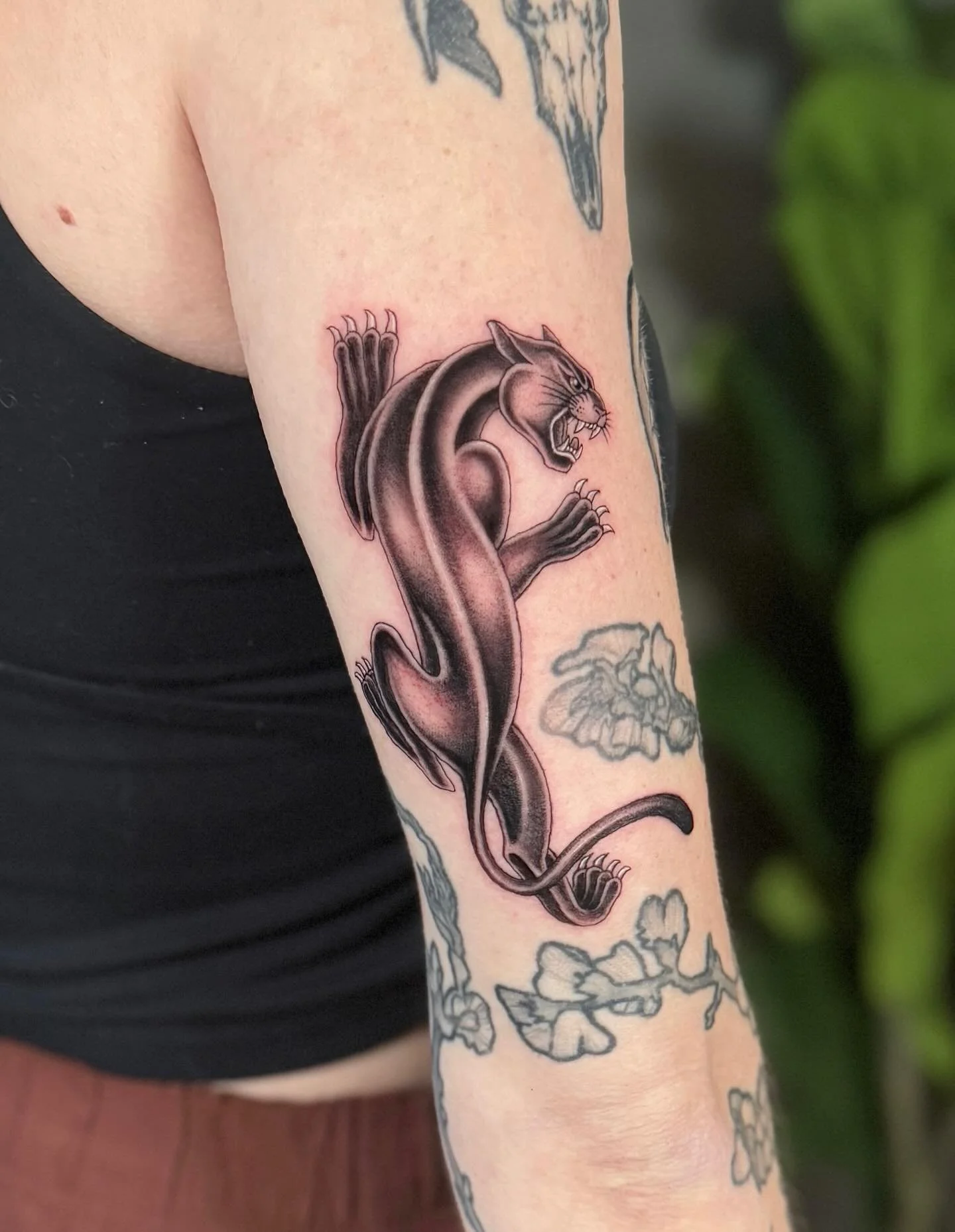 Added a panther to @rahchoochal&rsquo;s arm 🐈&zwj;⬛🖤

#panthertattoo #finelinetattoo #minimalisttattoo #traditionaltattoo #femininetattoo #delicatetattoo #lvtattooartist #lehighvalleytattooartist