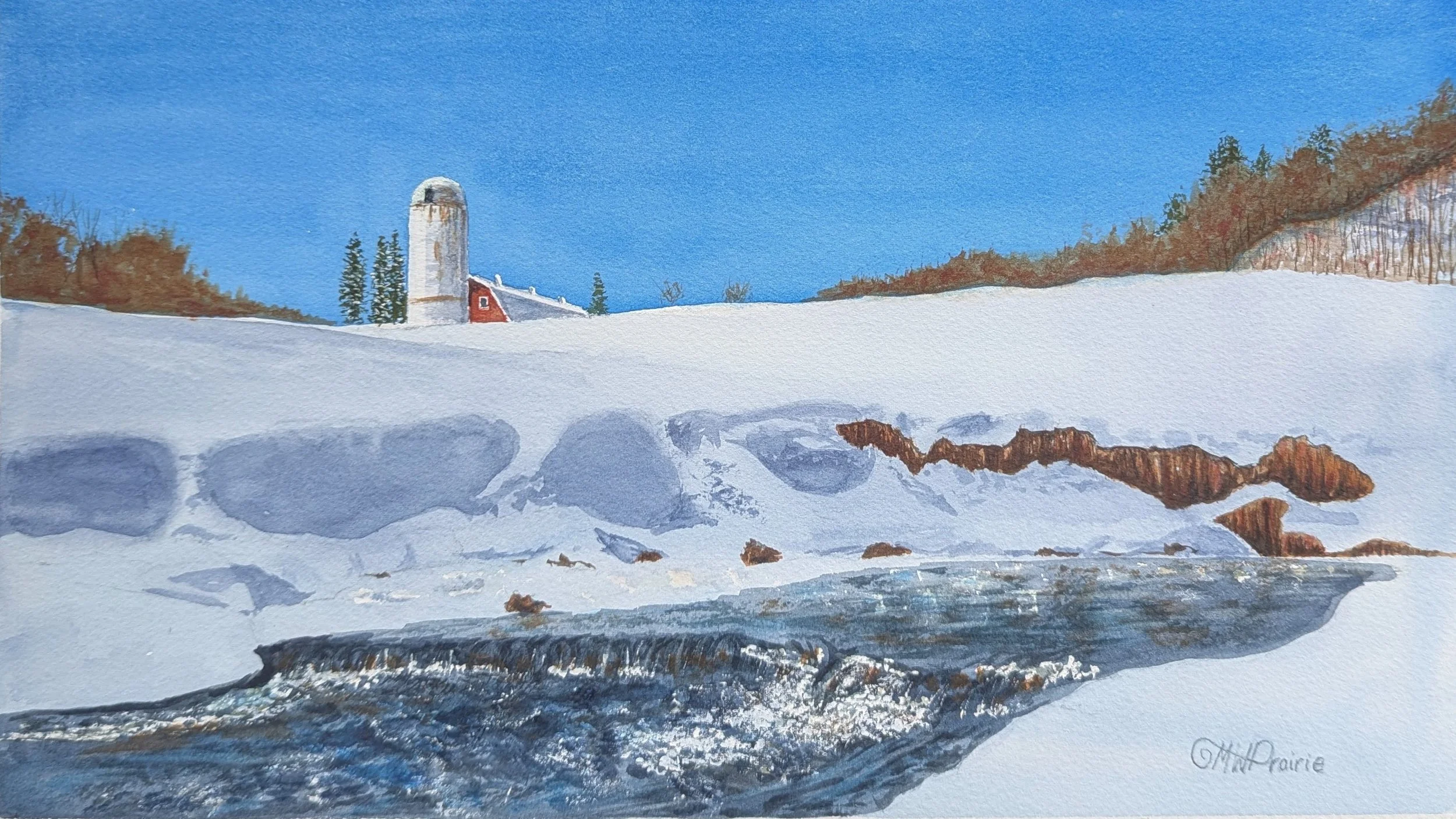 Barn Across the Way – Original Framed Watercolor