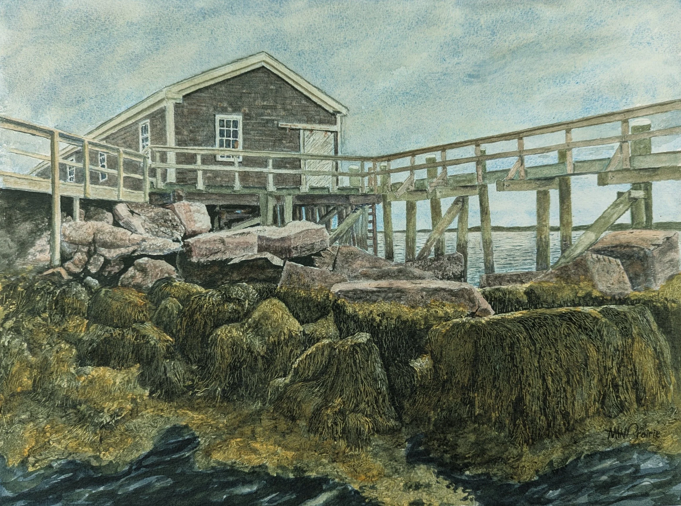 Rockland Dock House – Original Framed Watercolor
