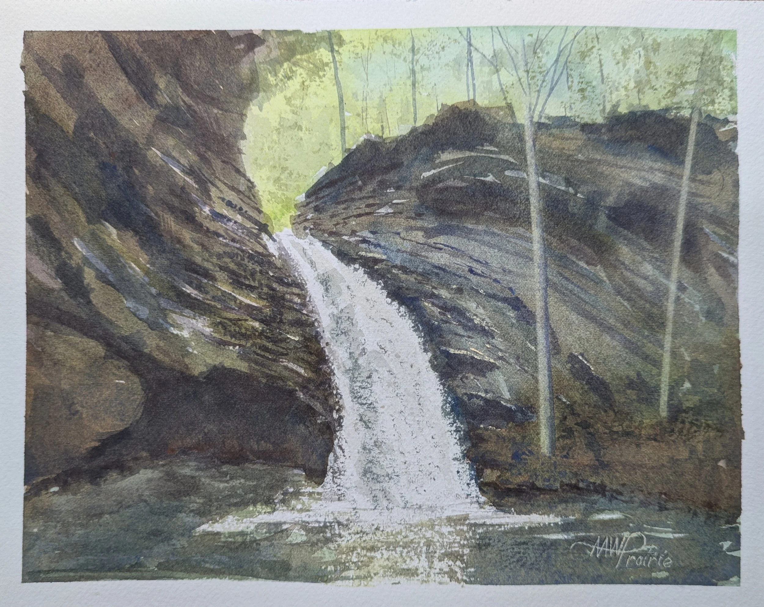 Little Stony Falls - Original Framed Watercolor