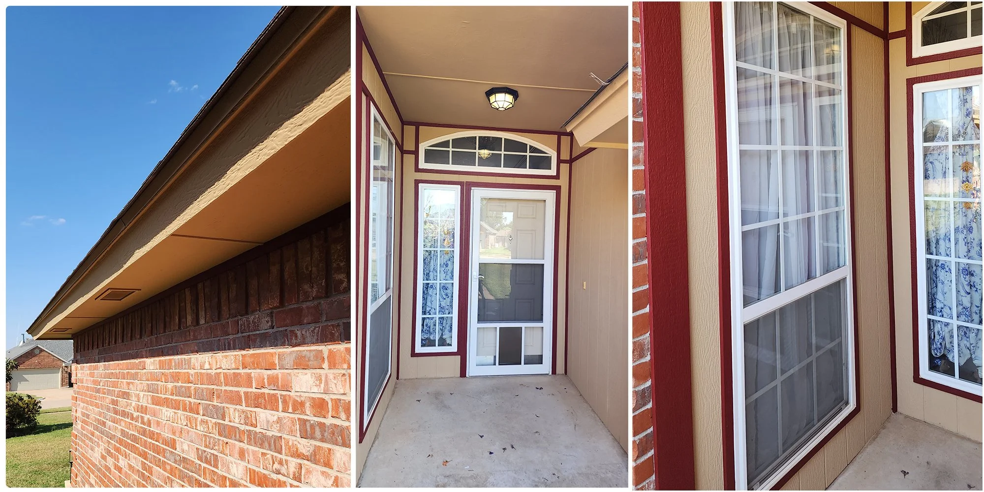 Before and after exterior home repair and patio restoration by Twin Pro Services