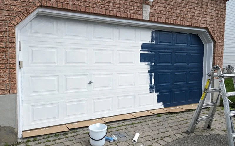 Garage door painting in Edmond