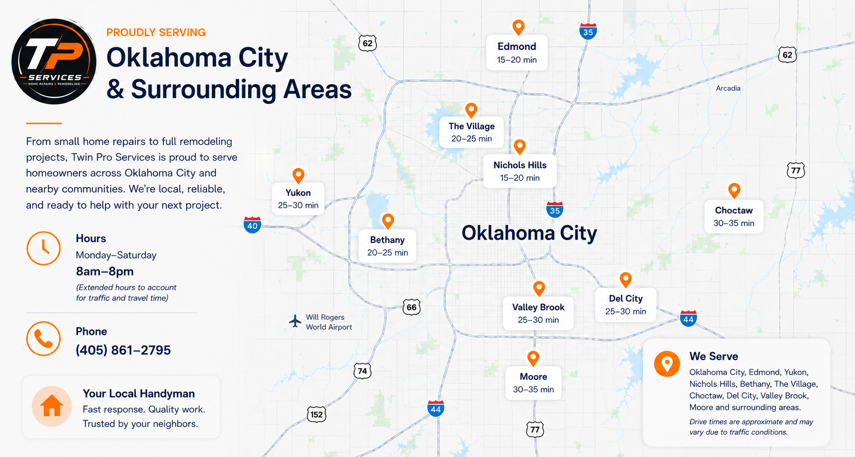 Handyman Near Me in Oklahoma City, OK – TP Services Serving Yukon, Nichols Hills, Bethany, The Village, Moore, Choctaw, Del City and Surrounding Areas