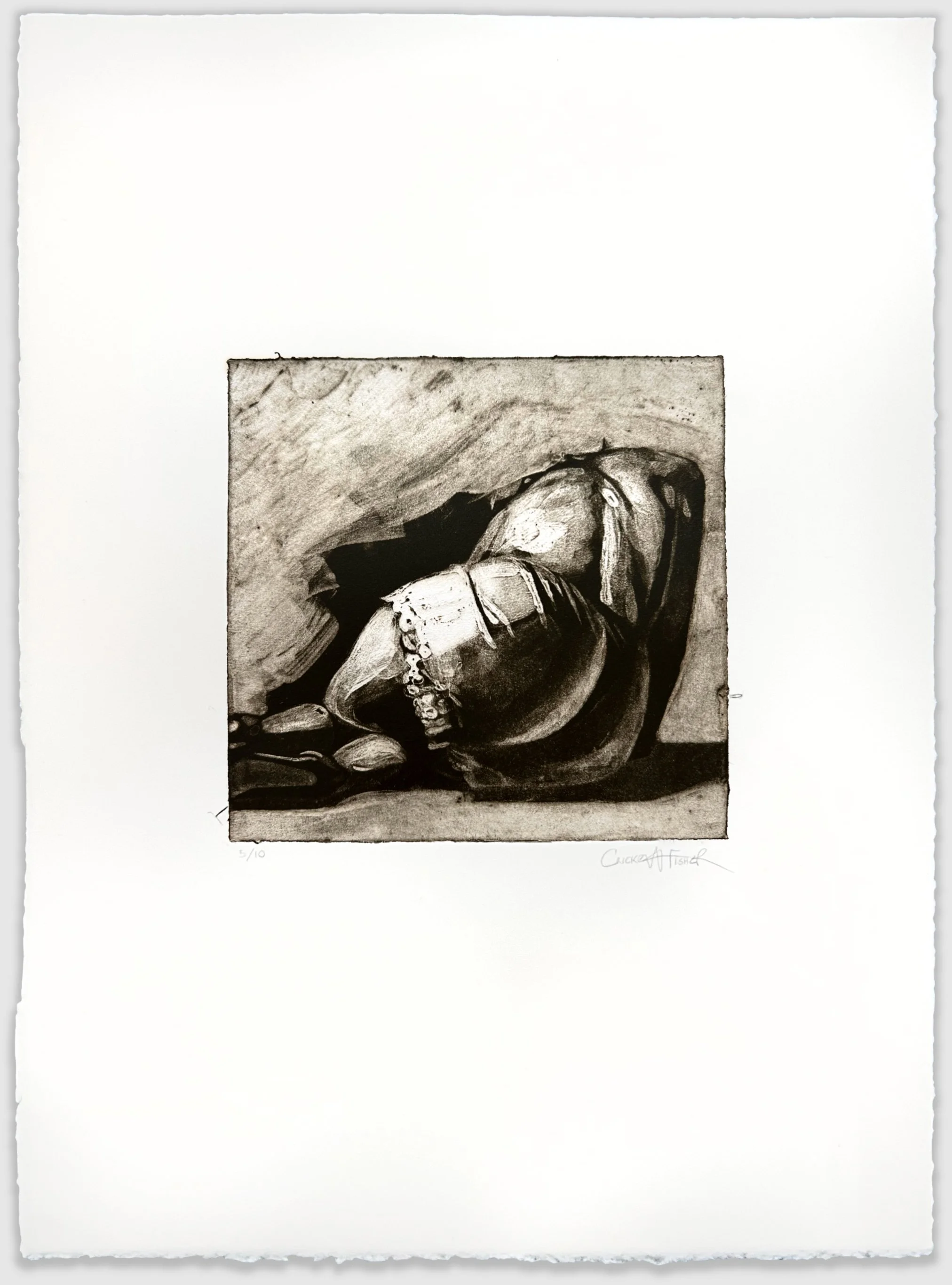 Seated Figure, silk aquatint collagraph, image size 6" x 6," paper size 15" x 11," edition of ten, 2025