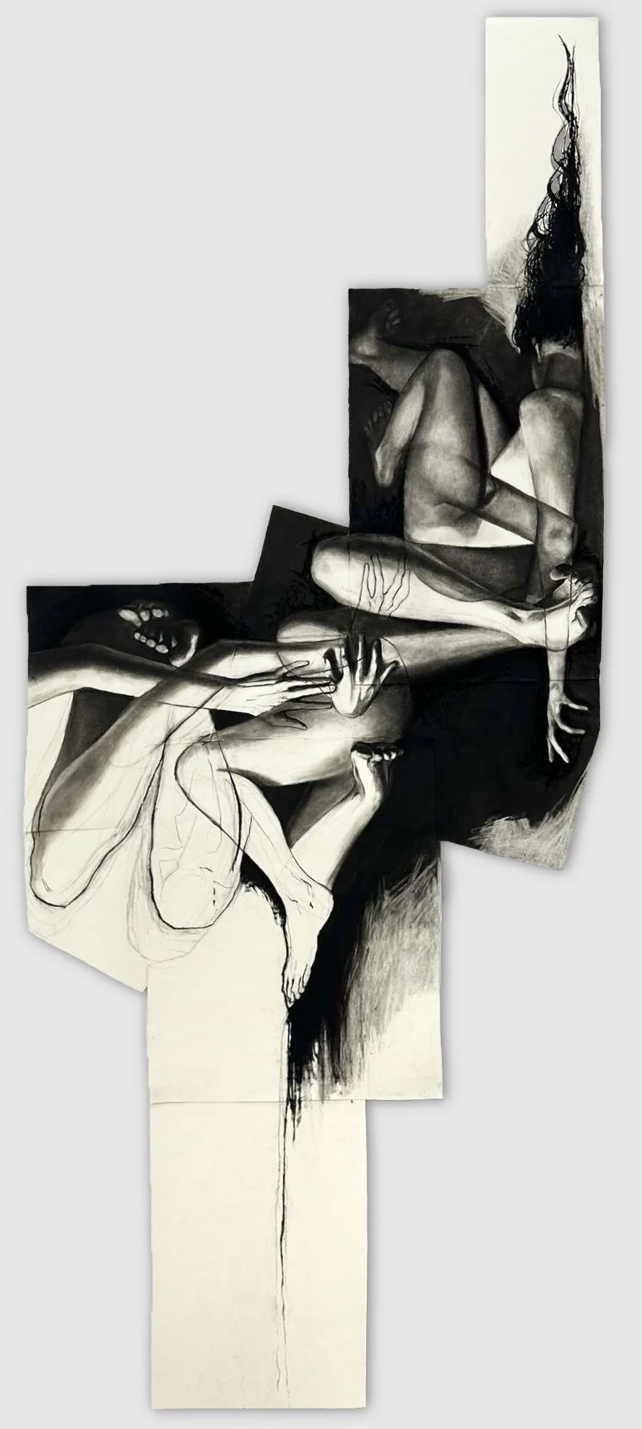 Most Women Do Not Creep by Daylight, charcoal, approx. 80" by 36," 2023