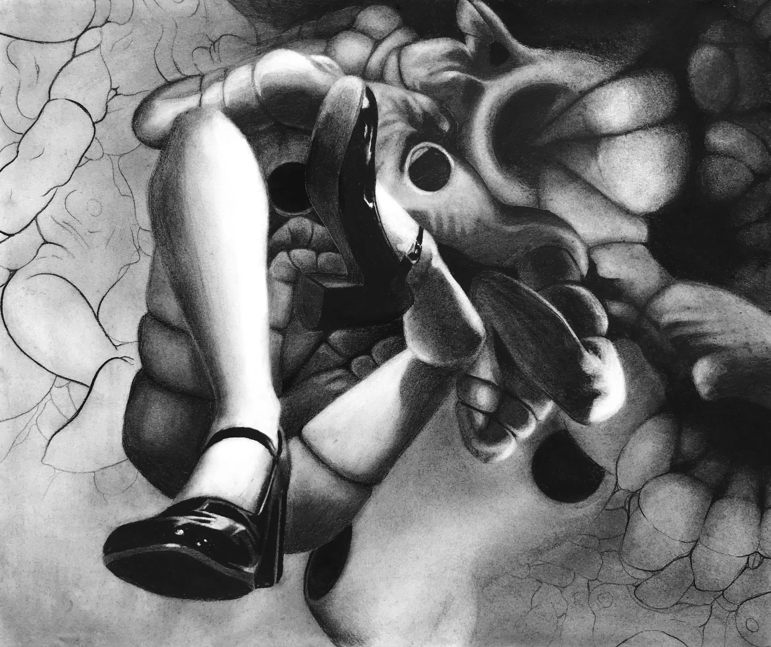 Limb Study II, charcoal, 12.5" x 15," 2023