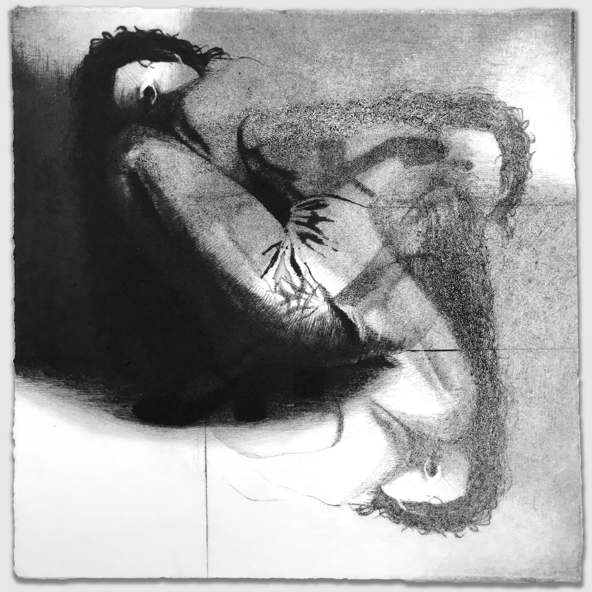 Body Iteration Rotation, overprinted drypoint, approx. 9" x 9," 1/1, 2023