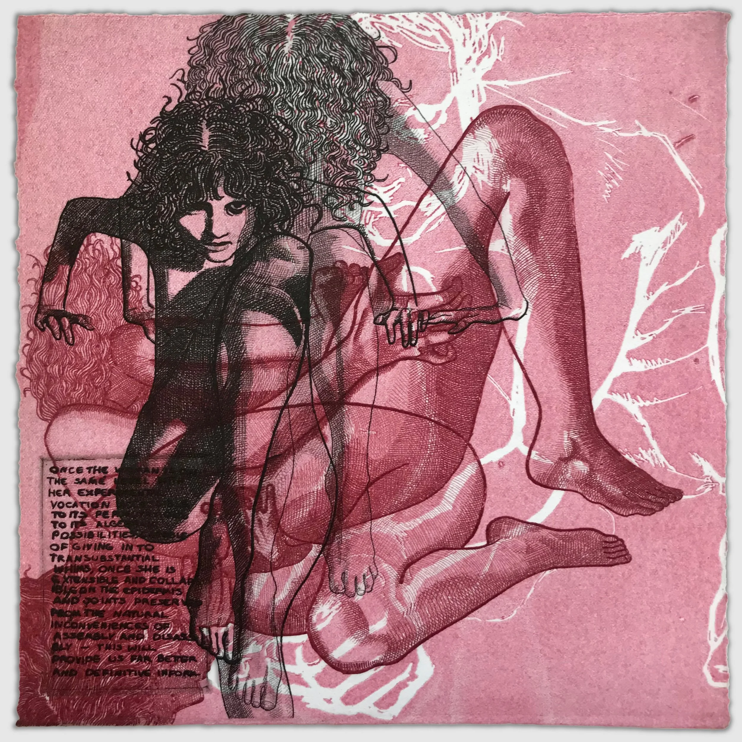 Body Iteration Red IV, overprinted etchings, approx. 9" x 9," 1/1, 2023