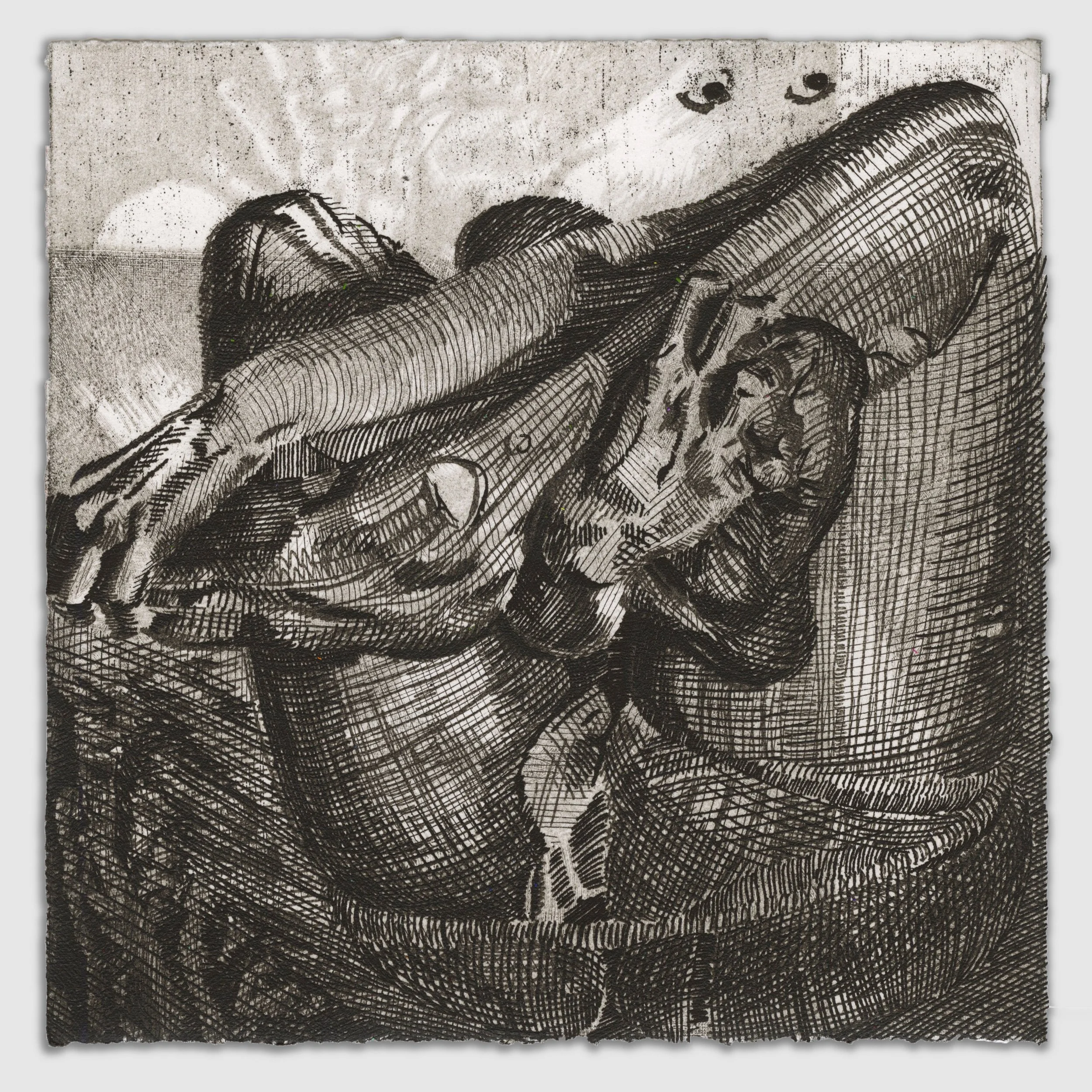 October XXI, overprinted etching and silk aquatint, 6" x 6," 1/1, 2025, sold