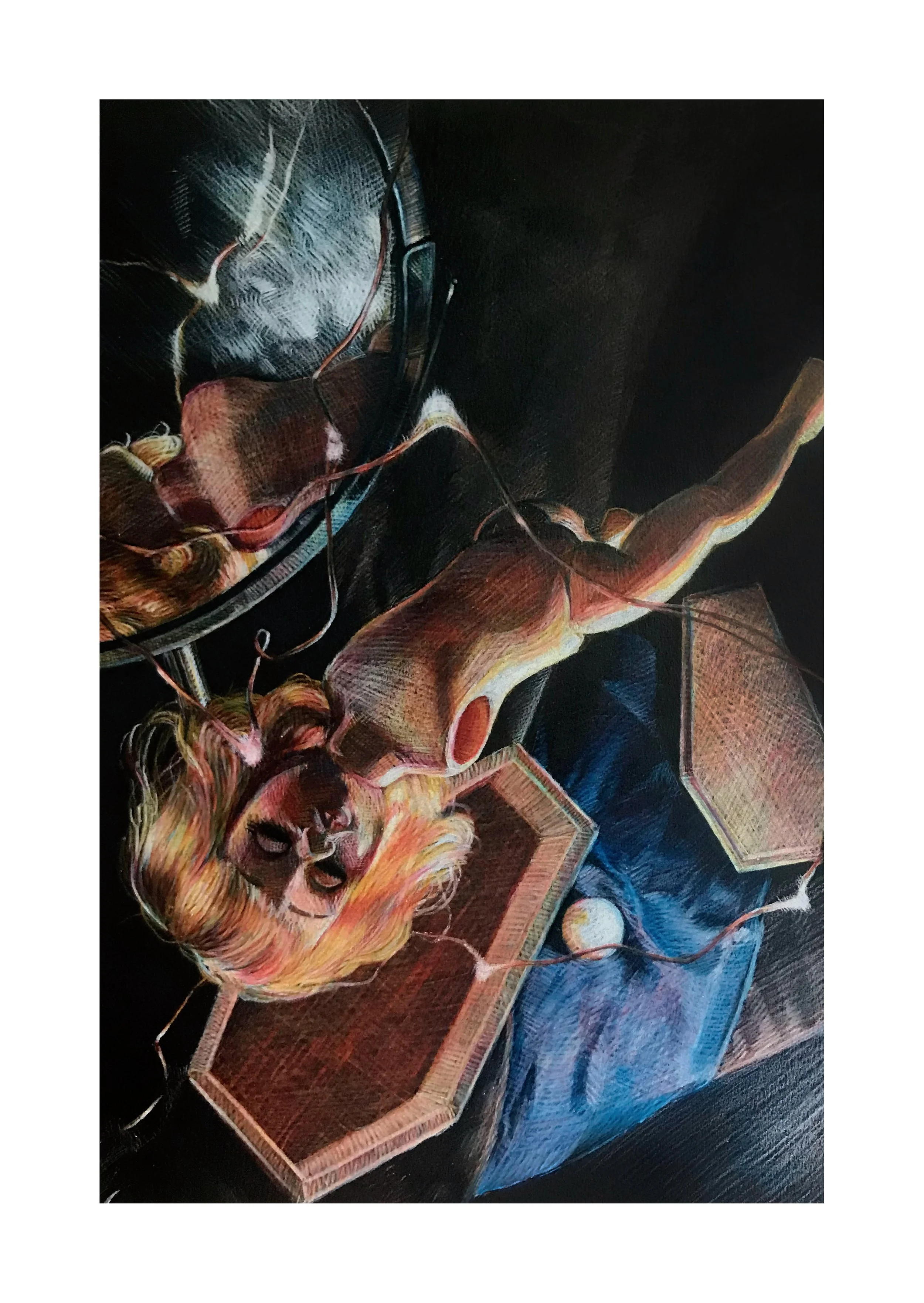 Somnambulism, colored pencil, 12.25" by 8," 2021