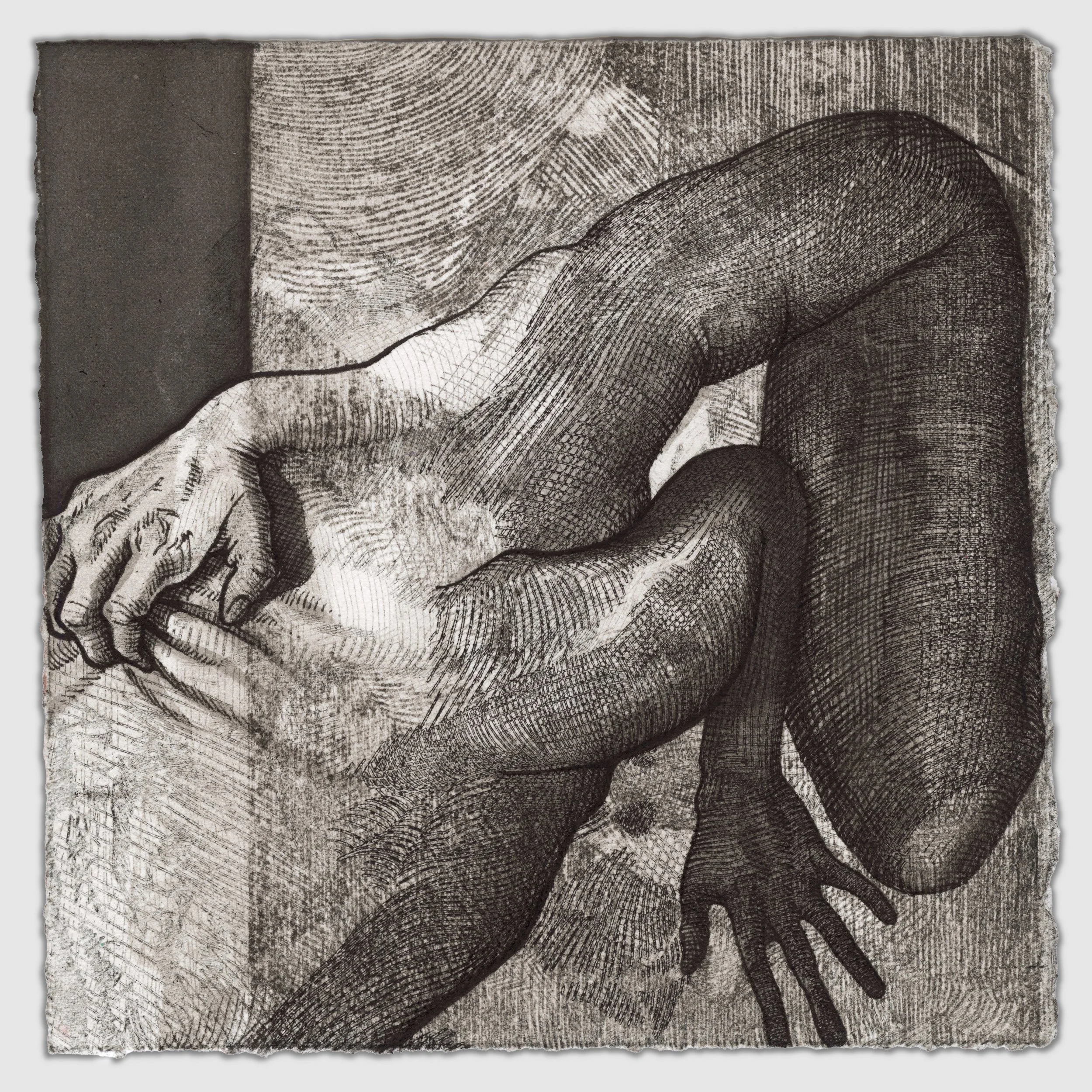 October XX, overprinted etching and silk aquatint with ink and gouache, 6" x 6," 1/1, 2025, sold