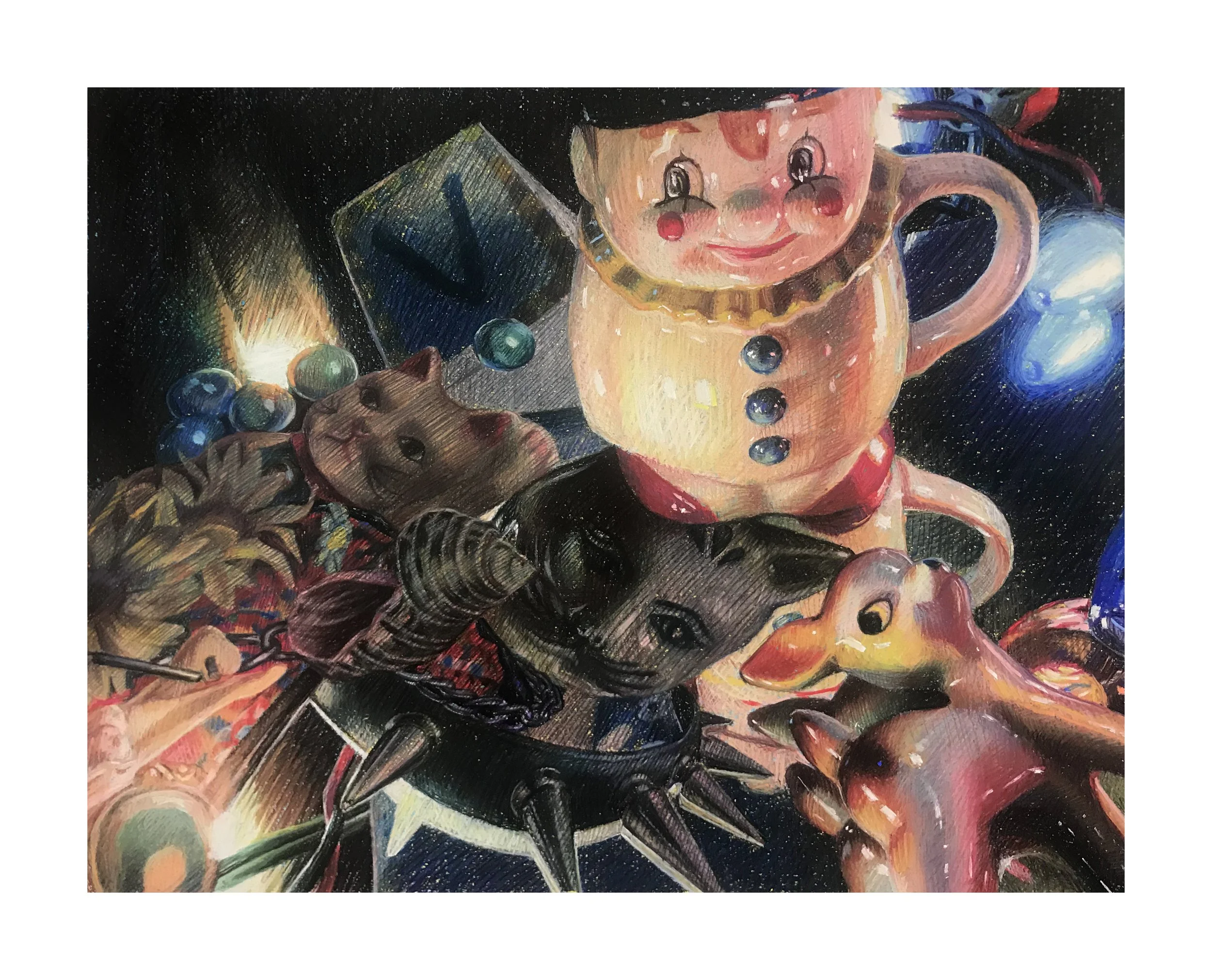 Familiar Faces, chalk pastel and acrylic gouache, 21" by 27.5," 2022
