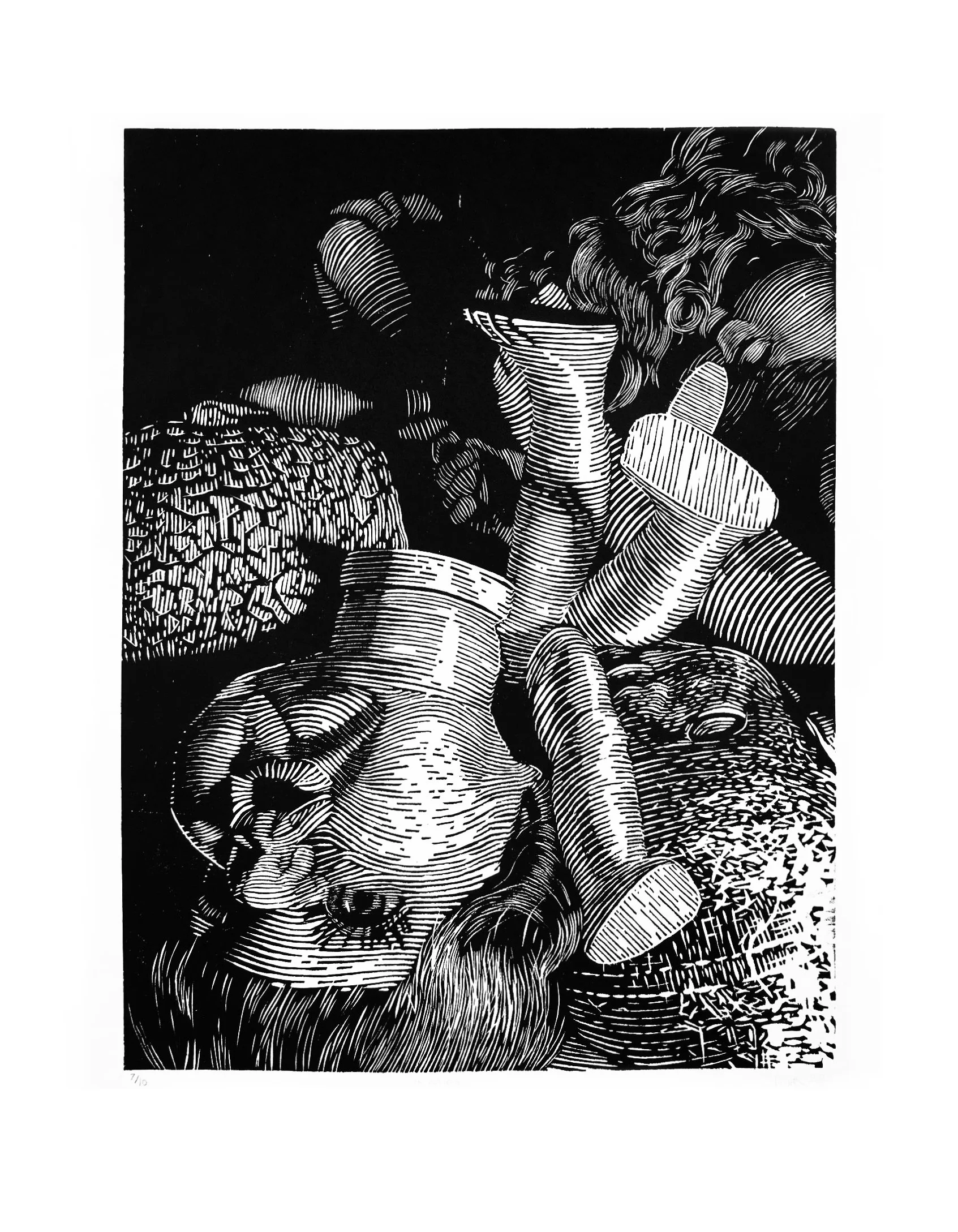 In Effigy, woodcut, image size 15.75" x 12," paper size 19" x 15," edition of ten, 2023