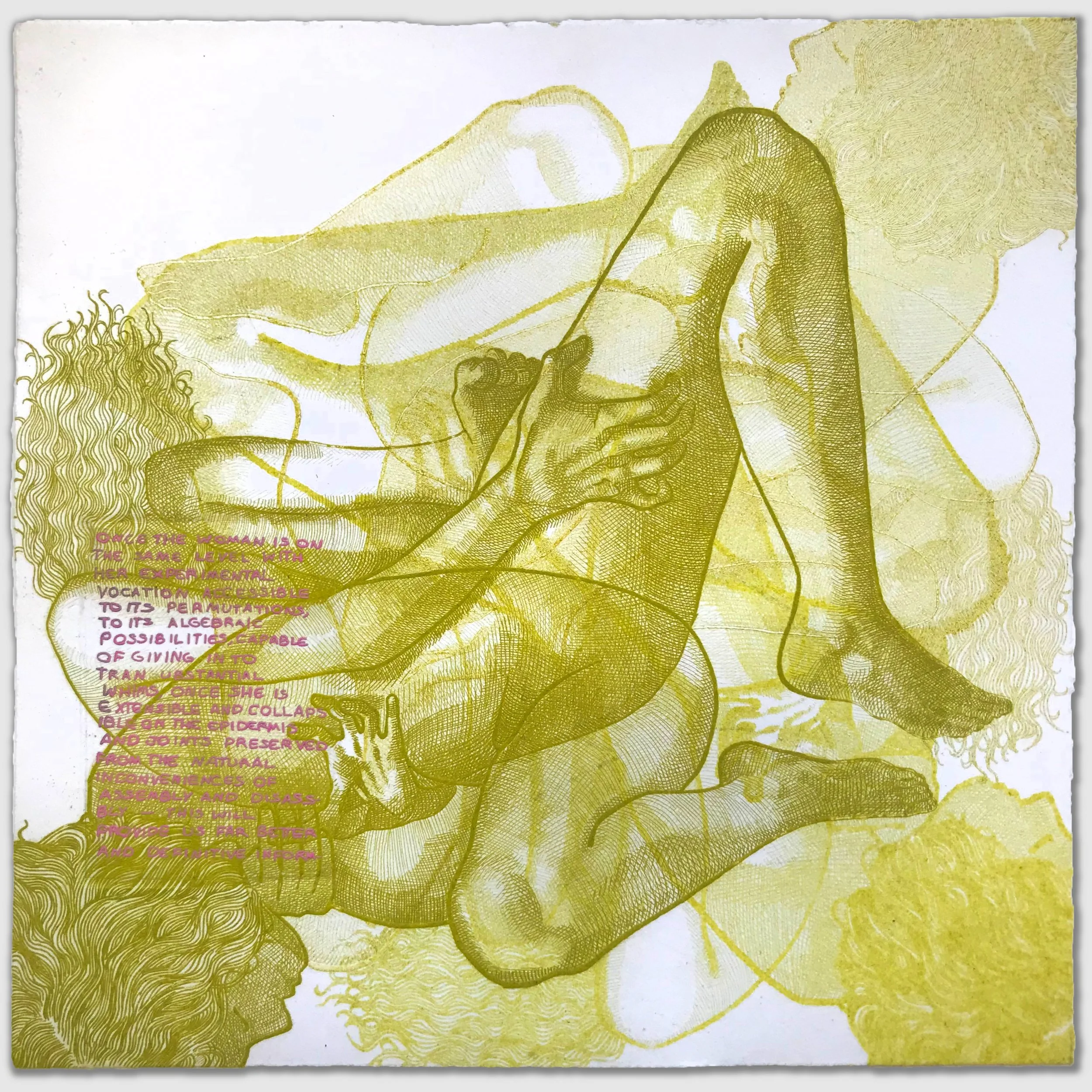 Body Iteration Green IV, overprinted etchings, approx. 9" x 9," 1/1, 2023