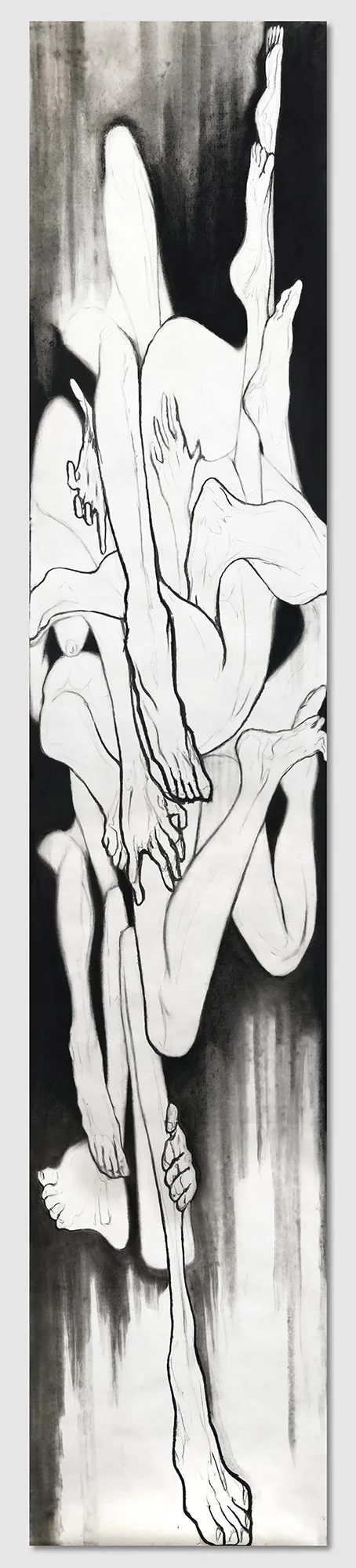 Incarnation, charcoal, 88" by 18," 2023