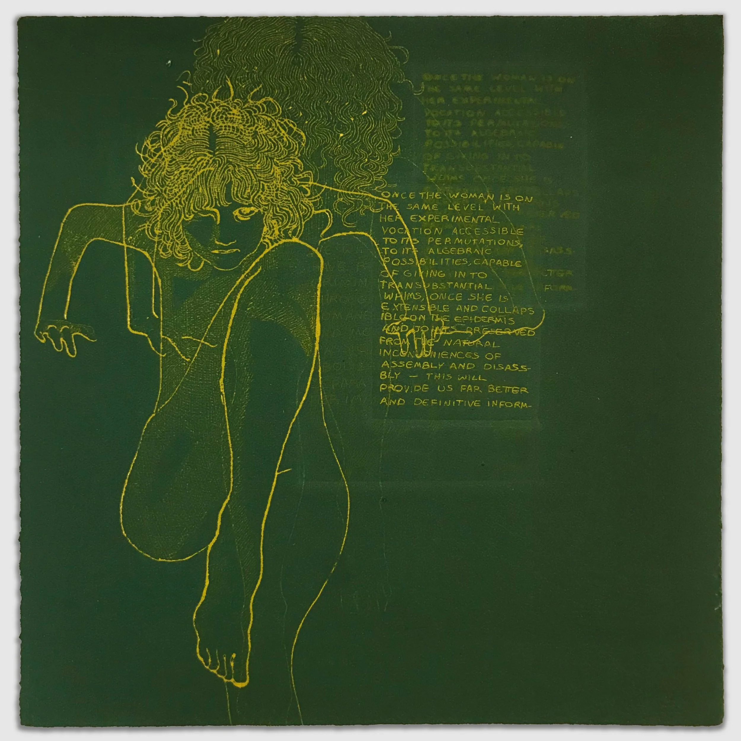 Body Iteration Green III, overprinted etchings, approx. 9" x 9," 1/1, 2023