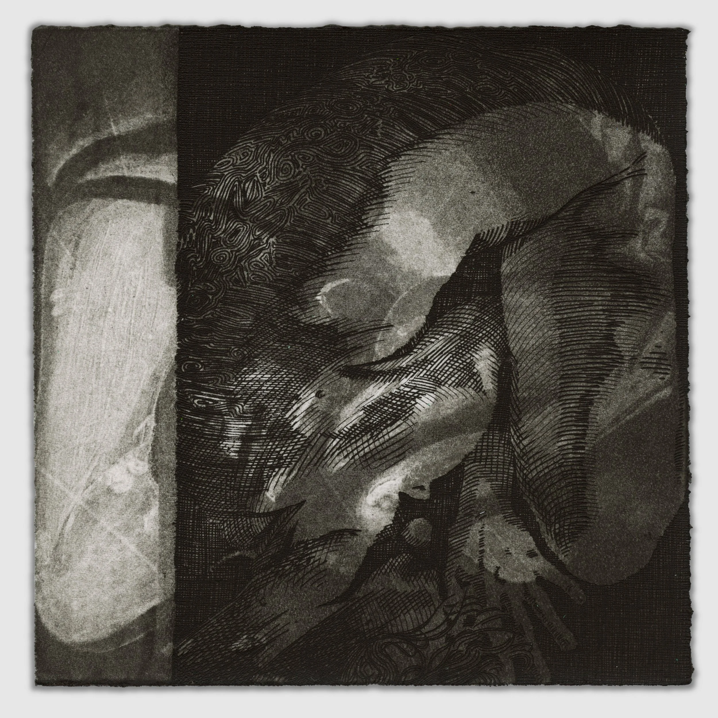October XXIII, overprinted etching and silk aquatint, 6" x 6," 1/1, 2025