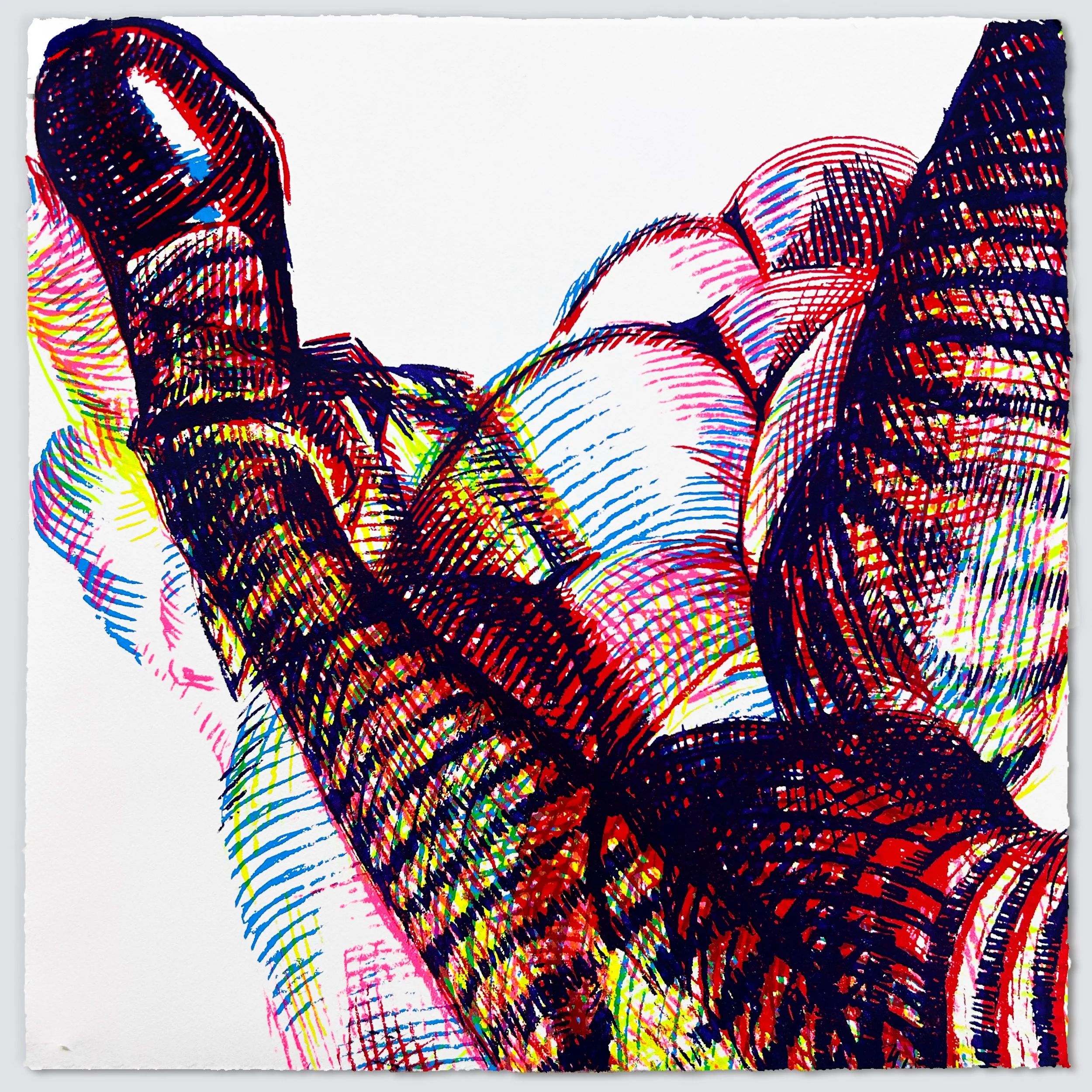 Butterfly II Neon, six color screen print, 10" x 10," edition of ten, 2025