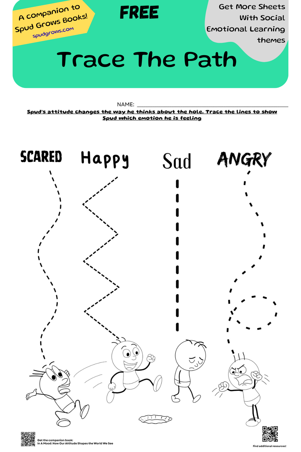 Trace Spud's Feelings: A Fine-Motor Emotions Printable