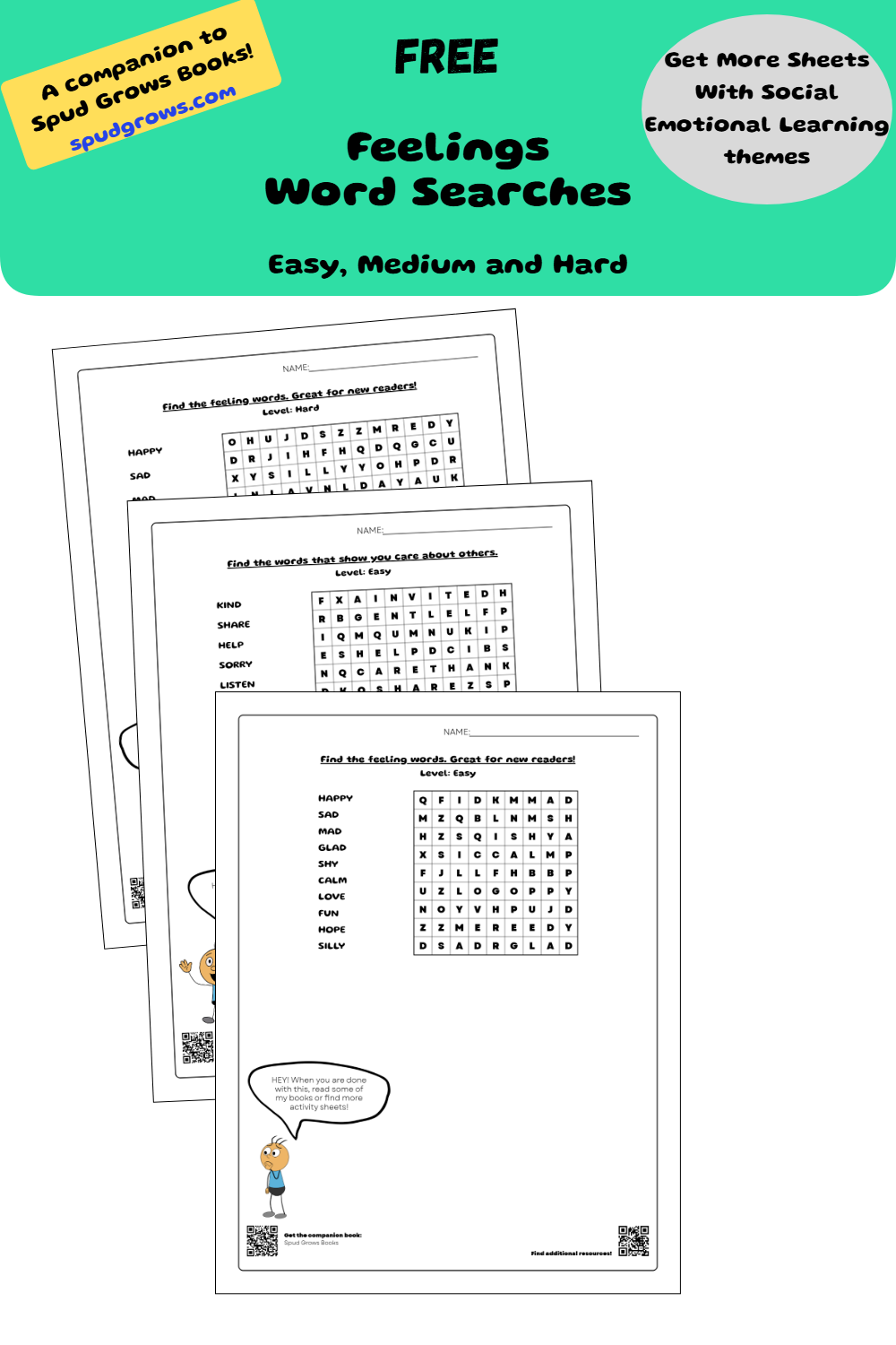 Big Feelings &amp; Empathy Word Searches (3 Levels Each)