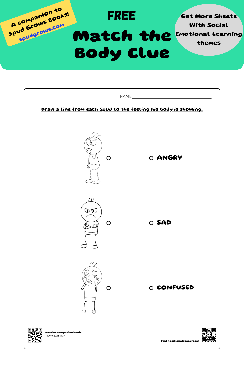 Body Clues Feelings Worksheet (Free Printable)