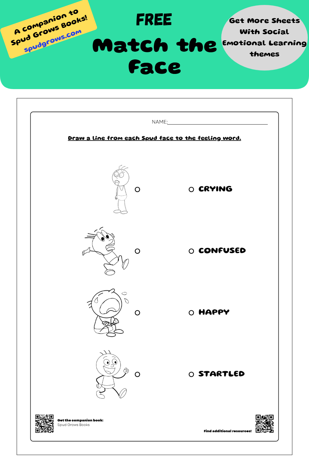 Emotions Matching Worksheet (Free Printable)