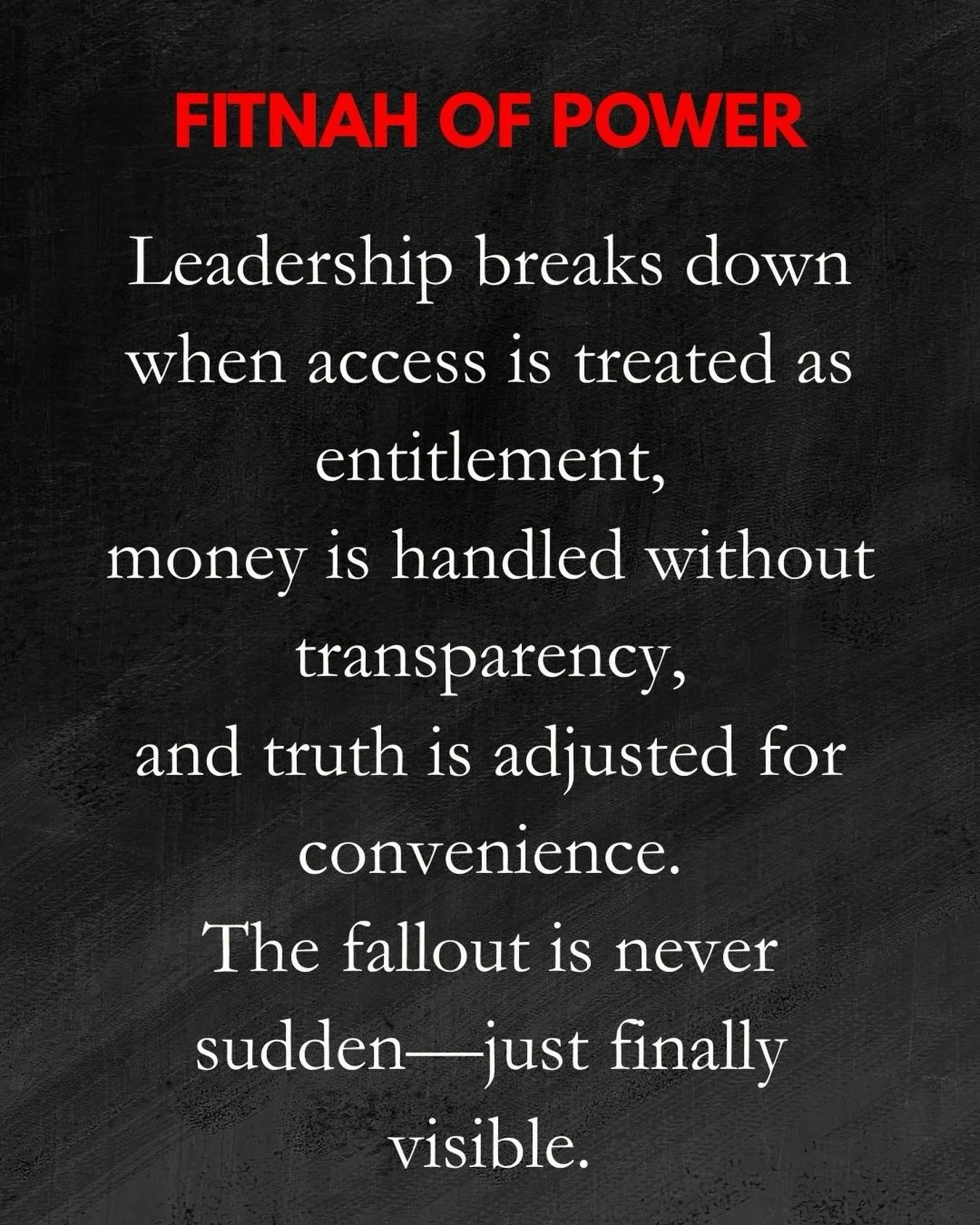 When numbers don&rsquo;t align and stories shift,

credibility follows the same path.

More to come.
.
#leadership #breaksdown #money #entitlement #fitnah #power #moretocome #fyp