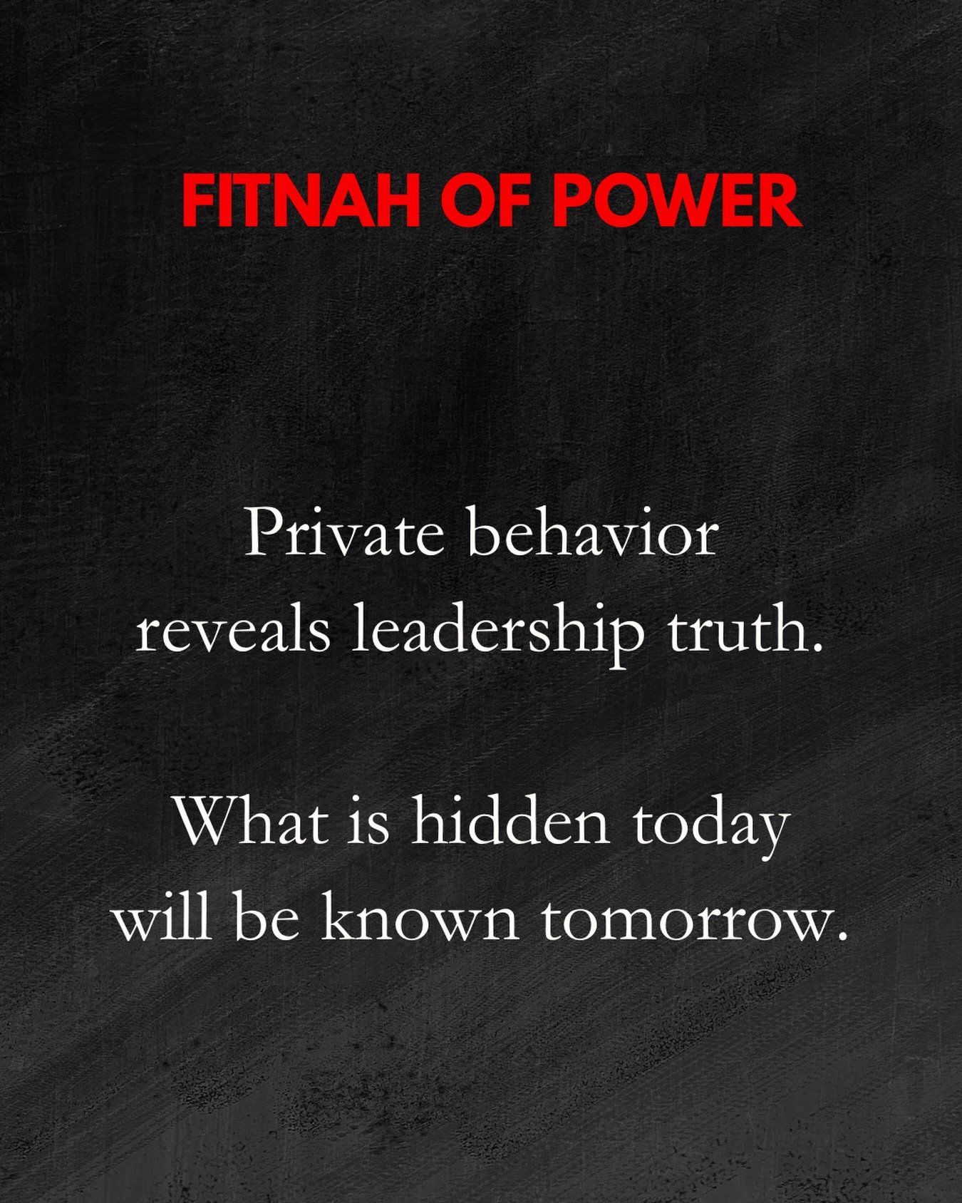 Character is not tested on the stage,
but in what one allows themselves when unseen.

More to come.

.
#leadership #private #behavior #character #power #public