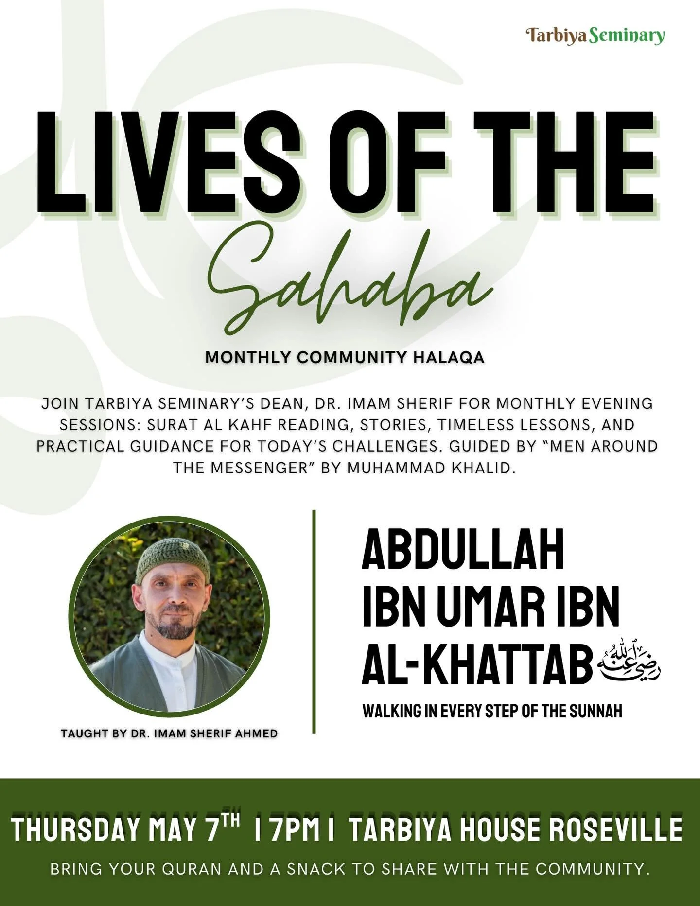 We are excited to invite all of you to the return of our Lives of the Sahaba halaqa after Ramadan &mdash; as we step back into the footsteps of the beloved companions, resuming with the noble Abdullah ibn Umar ibn al-Khattab RA.

Known for his unmatc
