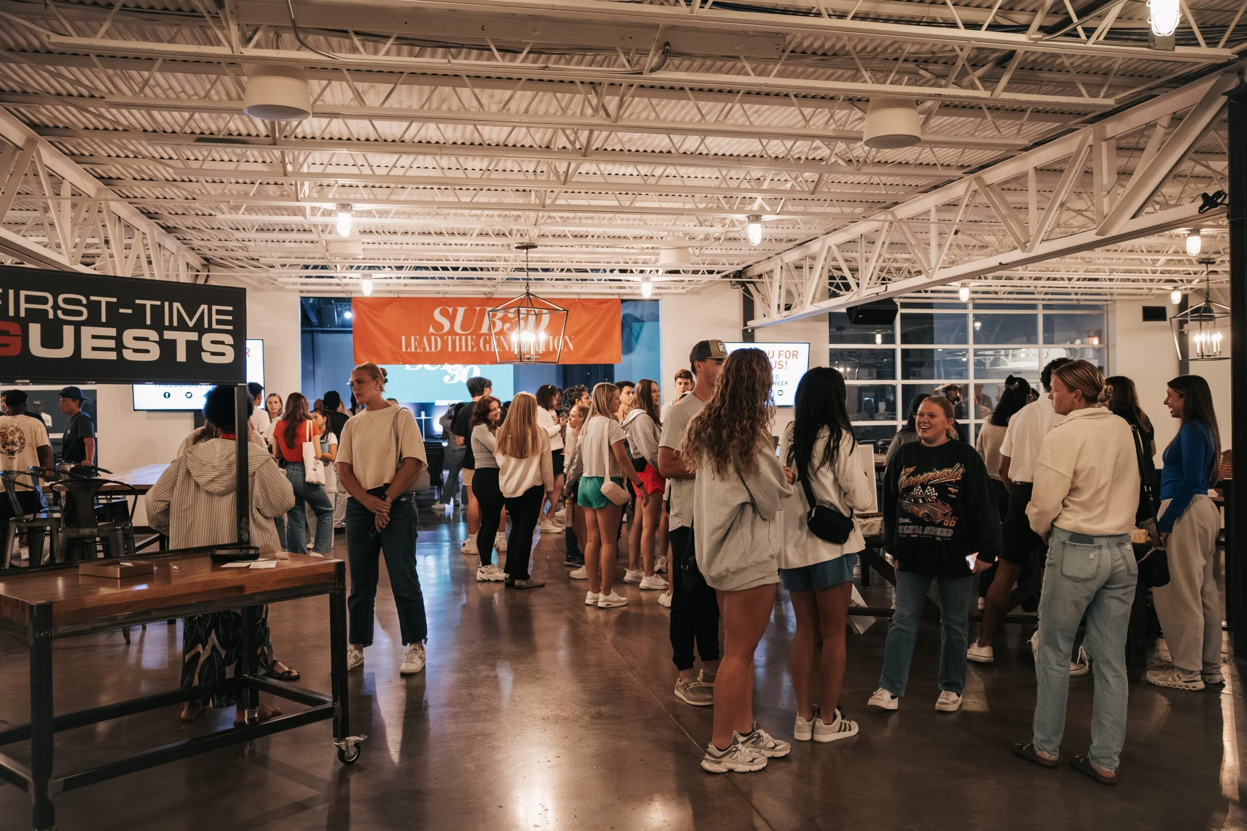 Group of young adults in lobby