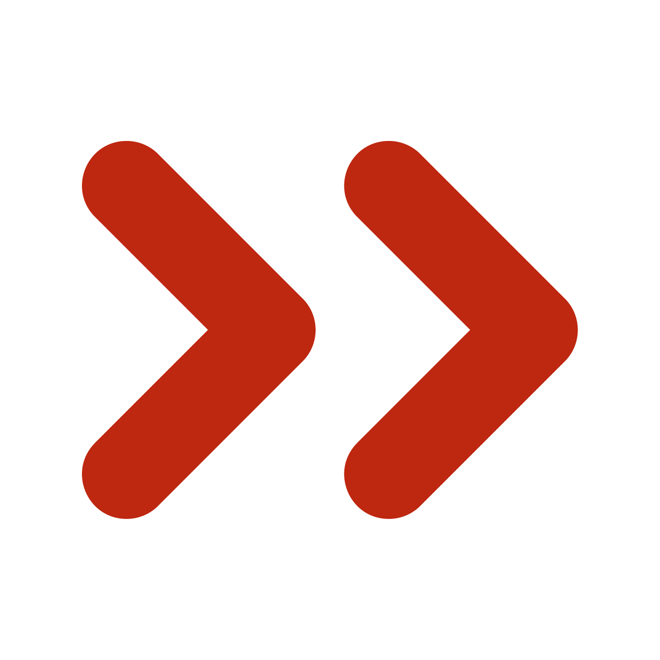 Icon of two red arrows pointing to the right on a black background.