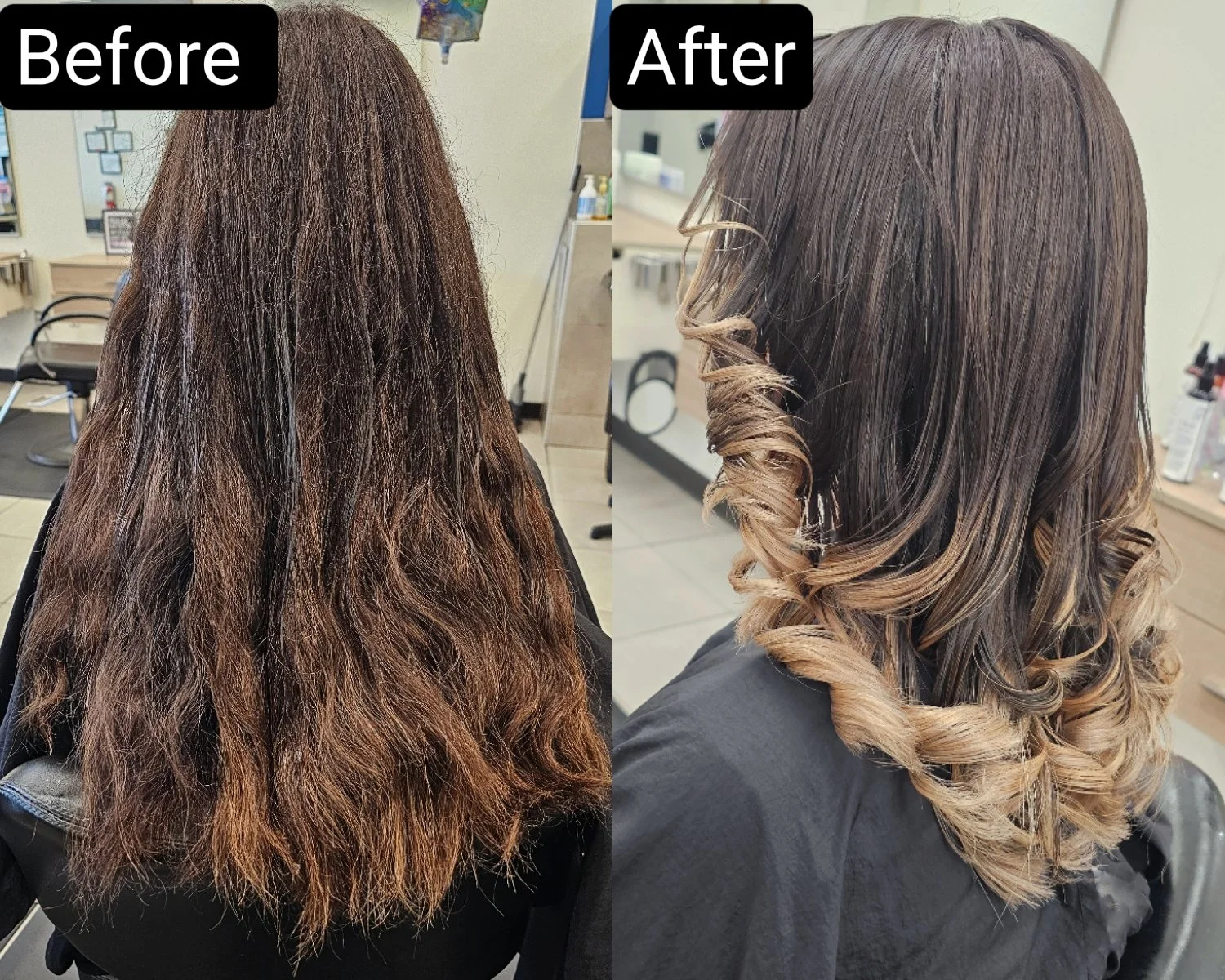 Balayage with deluxe blowout and layered cut