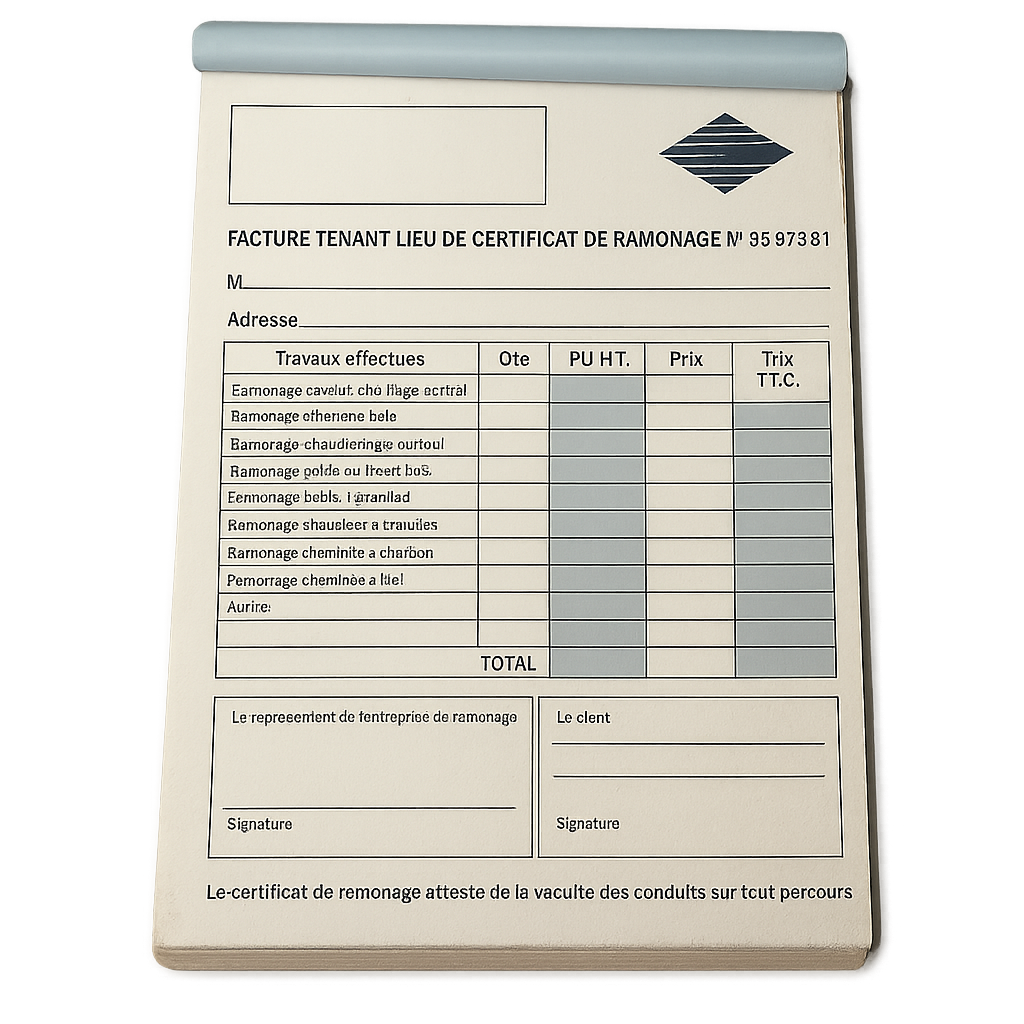 Une facture de ramonage pour une cheminée,