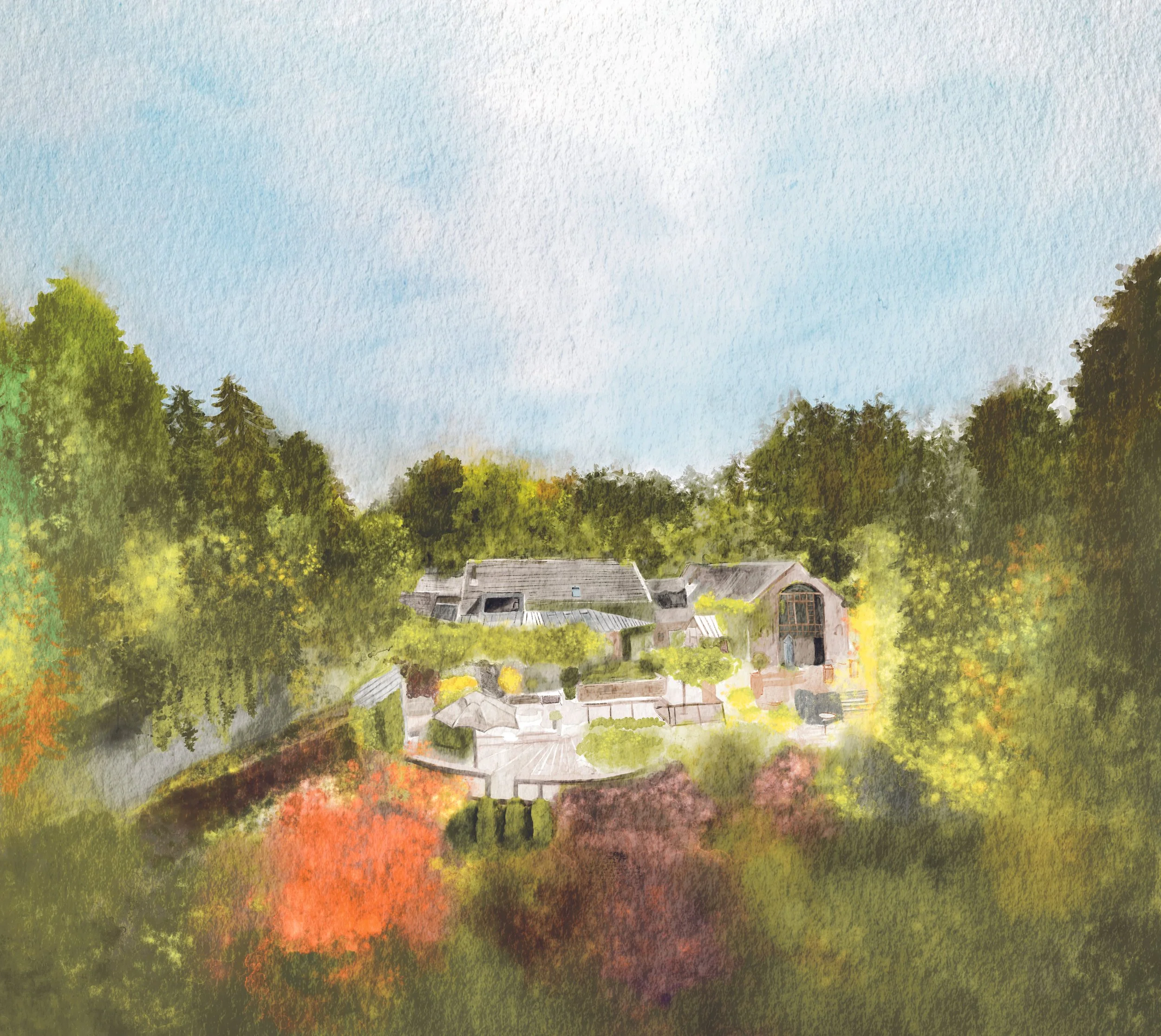 Digitale Aquarell-Illustration Aux Étanges